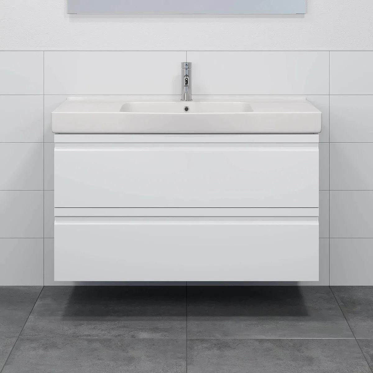 Kroken Badrumsmöbel, Vit Högblank - Tvättställsskåp - BATH DELUXE - PRESTIGE - 74 - 120 - 62 - 11 - 41 - BATHDELUXE SWEDEN