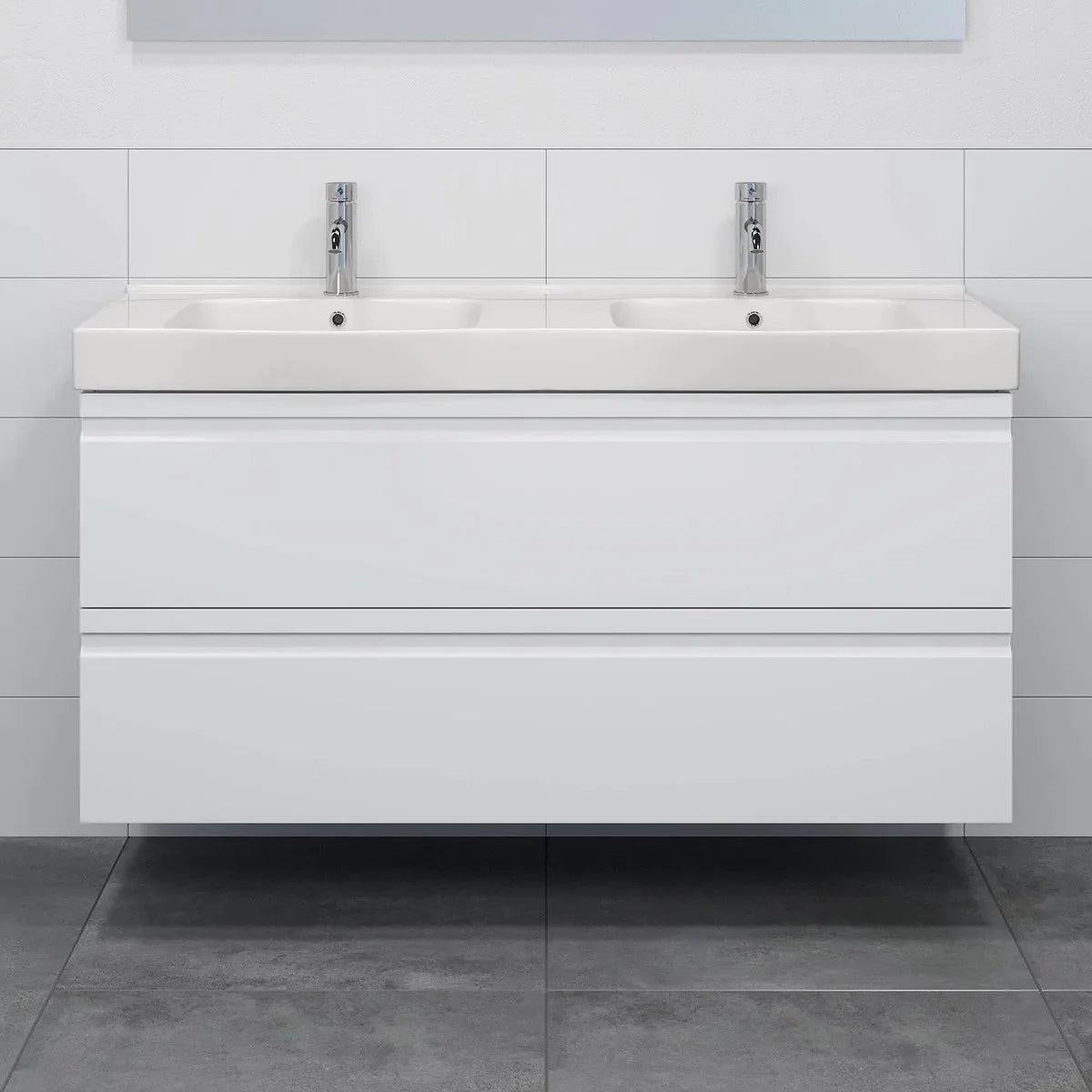 Kroken Badrumsmöbel, Vit Högblank - Tvättställsskåp - BATH DELUXE - PRESTIGE - 74 - 120 - 62 - 11 - 41 - BATHDELUXE SWEDEN