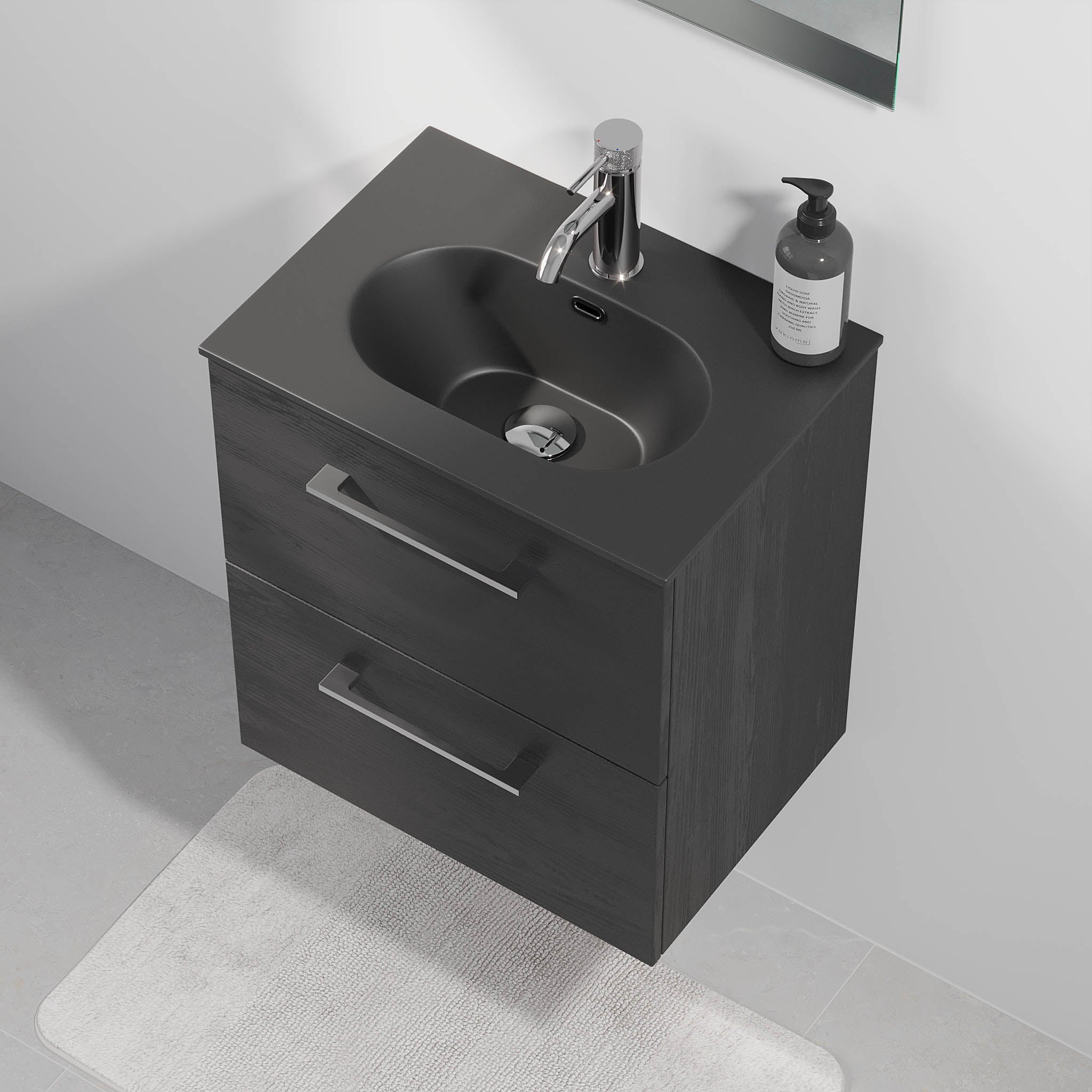 Horten Badrumsmöbel Slimline, Svart Trä - Tvättställsskåp - BATH DELUXE - EXCLUSIVE - 75 - 050 - 73 - 22 - 41 - BATHDELUXE SWEDEN