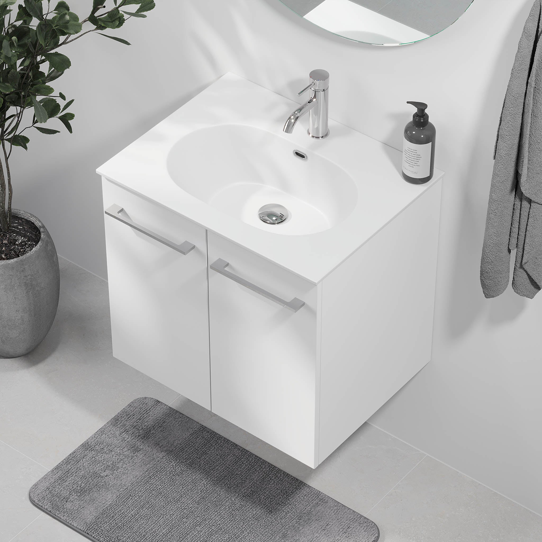 Harstad Badrumsmöbel, Vit Matt - Tvättställsskåp - BATH DELUXE - EXCLUSIVE - 75 - 060 - 58 - 01 - 40 - BATHDELUXE SWEDEN