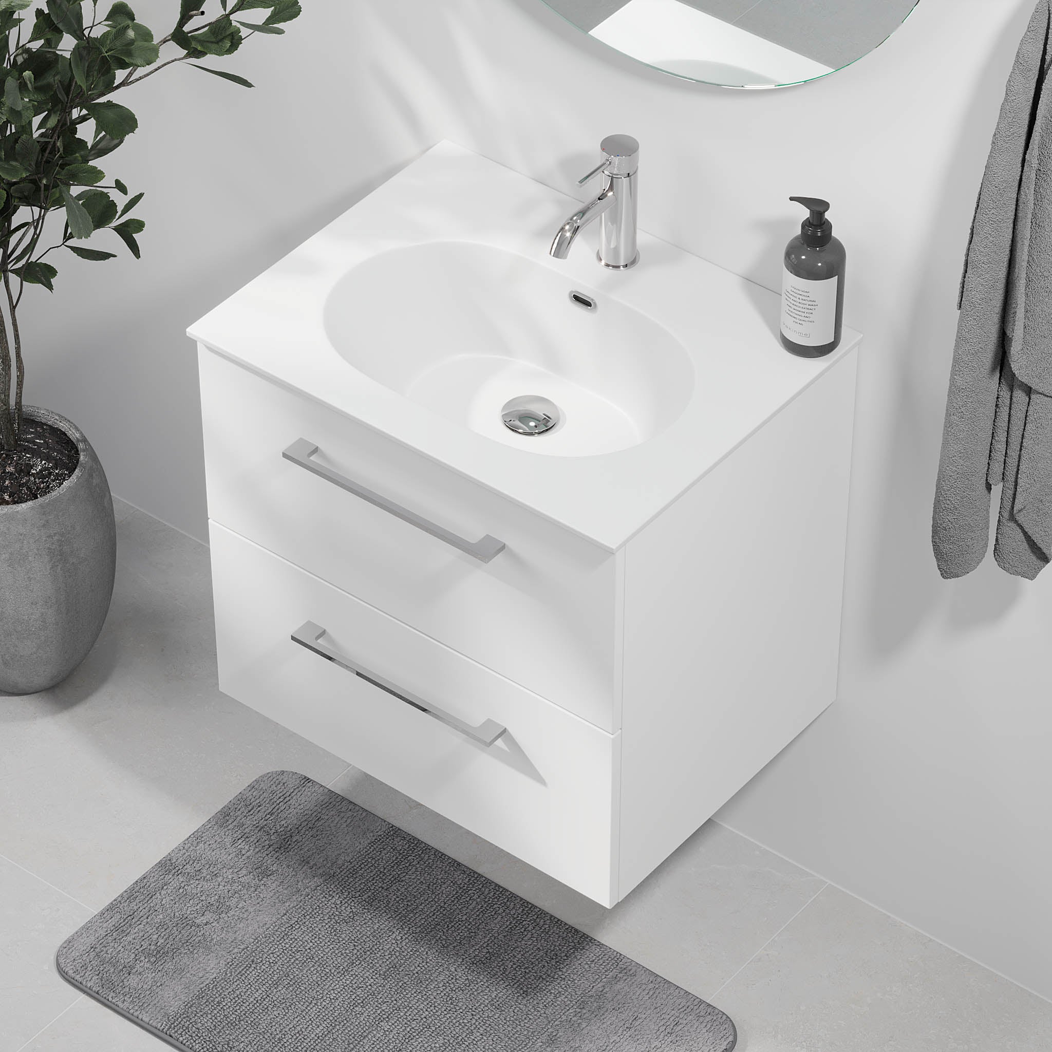 Harstad Badrumsmöbel, Vit Matt - Tvättställsskåp - BATH DELUXE - EXCLUSIVE - 75 - 060 - 58 - 01 - 41 - BATHDELUXE SWEDEN