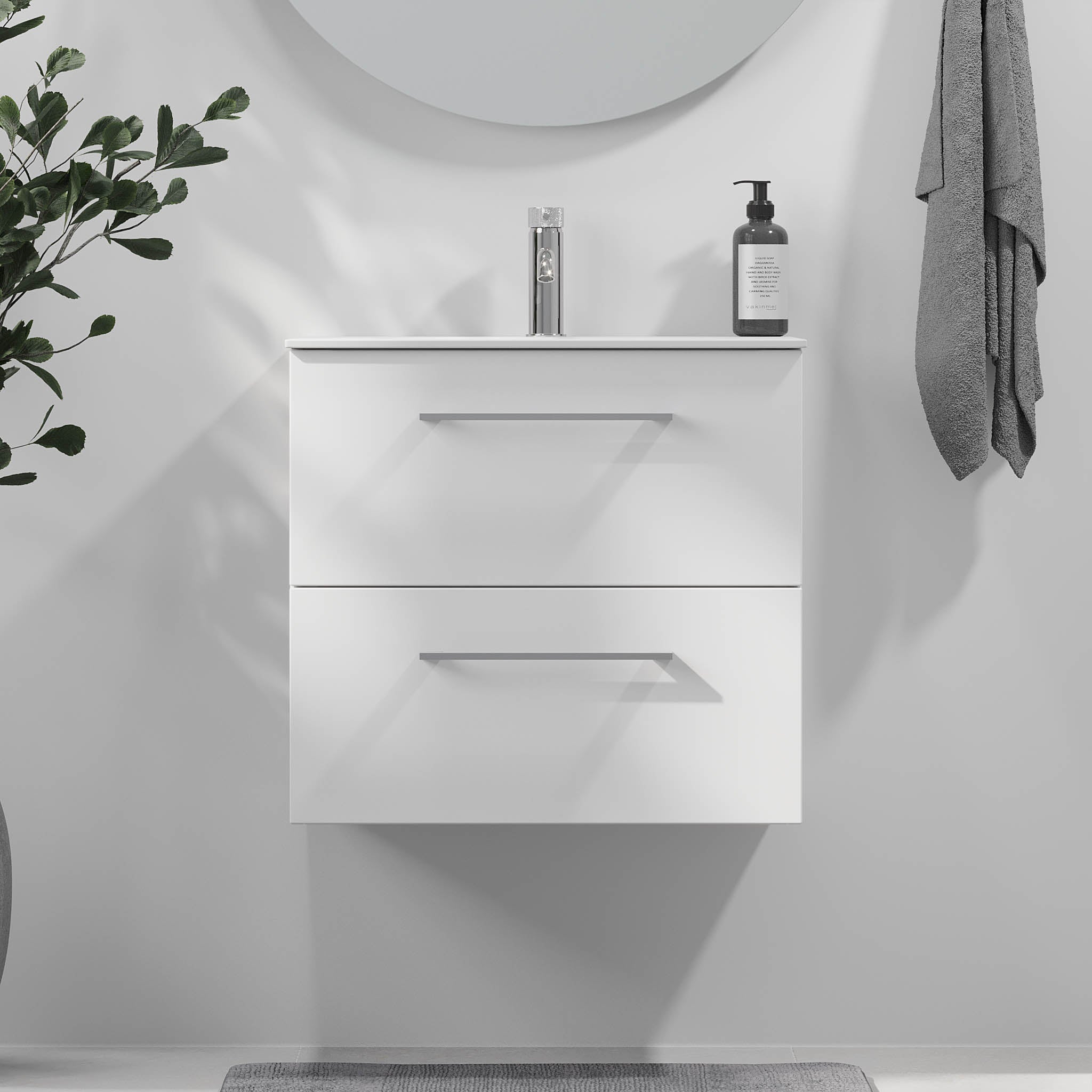 Harstad Badrumsmöbel, Vit Matt - Tvättställsskåp - BATH DELUXE - EXCLUSIVE - 75 - 060 - 58 - 01 - 41 - BATHDELUXE SWEDEN