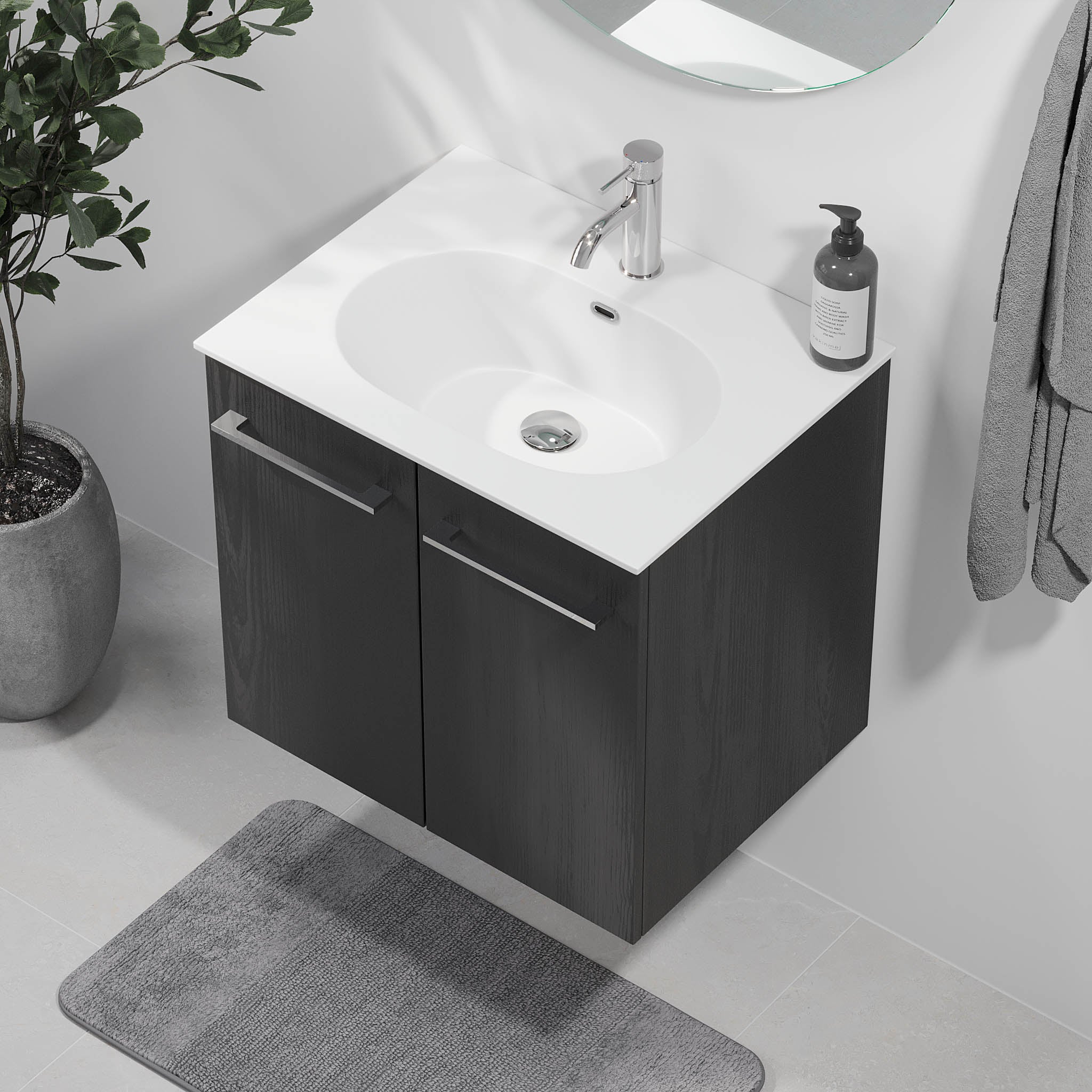 Harstad Badrumsmöbel, Svart Trä - Tvättställsskåp - BATH DELUXE - EXCLUSIVE - 75 - 060 - 58 - 22 - 40 - BATHDELUXE SWEDEN