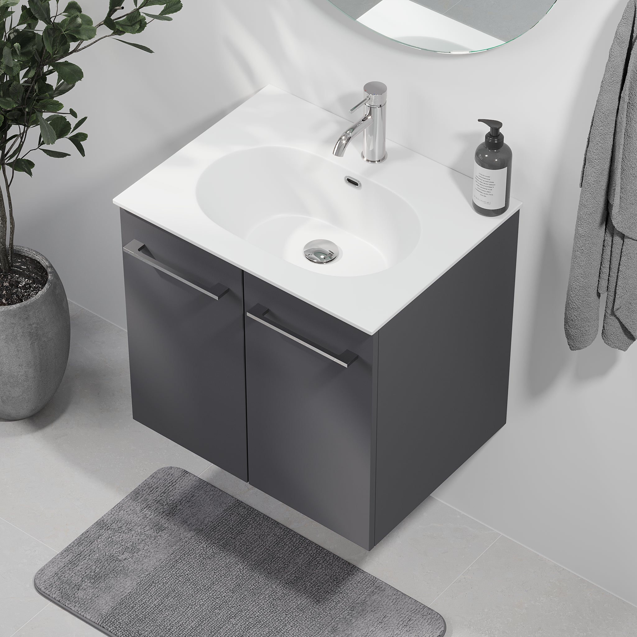 Harstad Badrumsmöbel, Antracitgrå - Tvättställsskåp - BATH DELUXE - EXCLUSIVE - 75 - 060 - 58 - 43 - 40 - BATHDELUXE SWEDEN