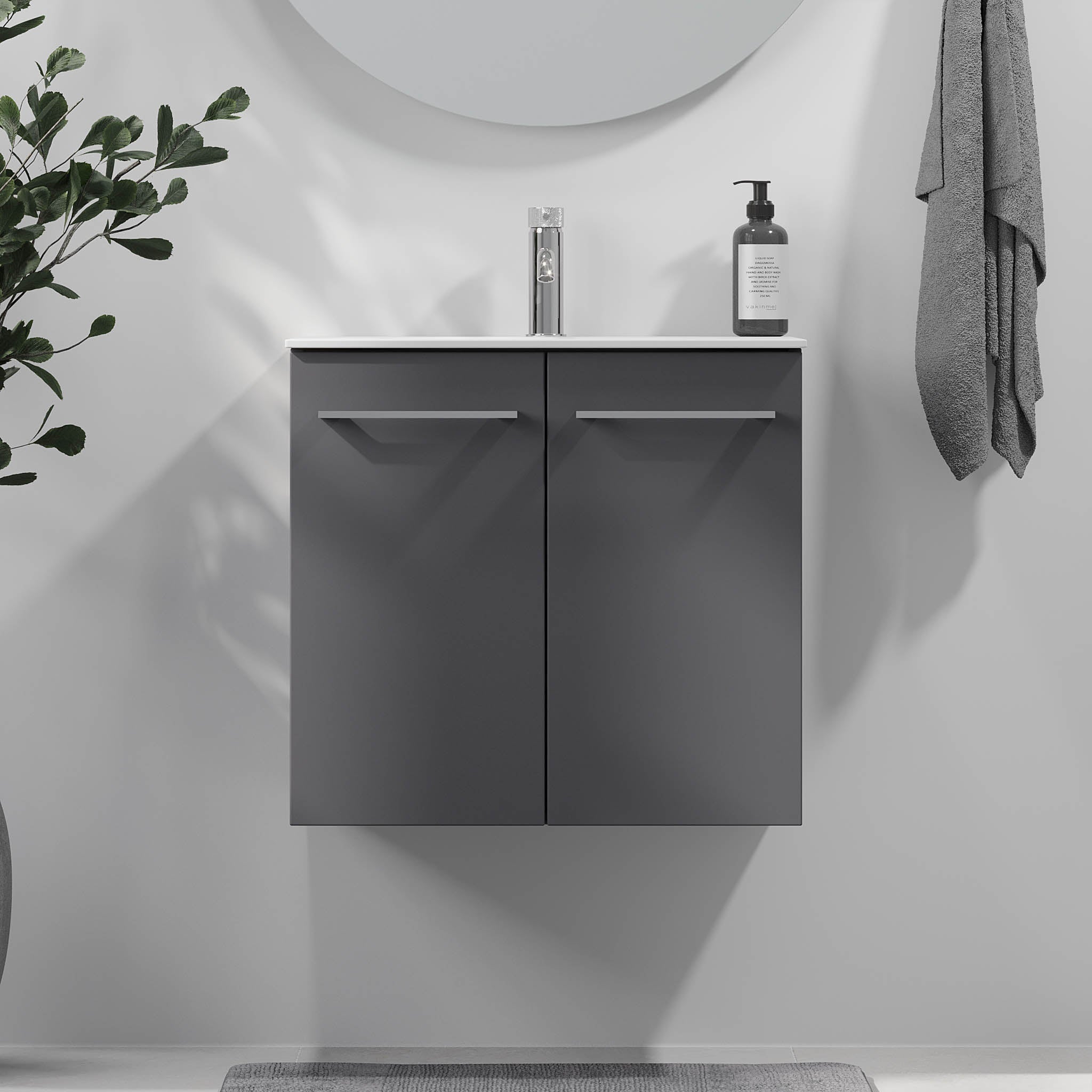 Harstad Badrumsmöbel, Antracitgrå - Tvättställsskåp - BATH DELUXE - EXCLUSIVE - 75 - 060 - 58 - 43 - 40 - BATHDELUXE SWEDEN