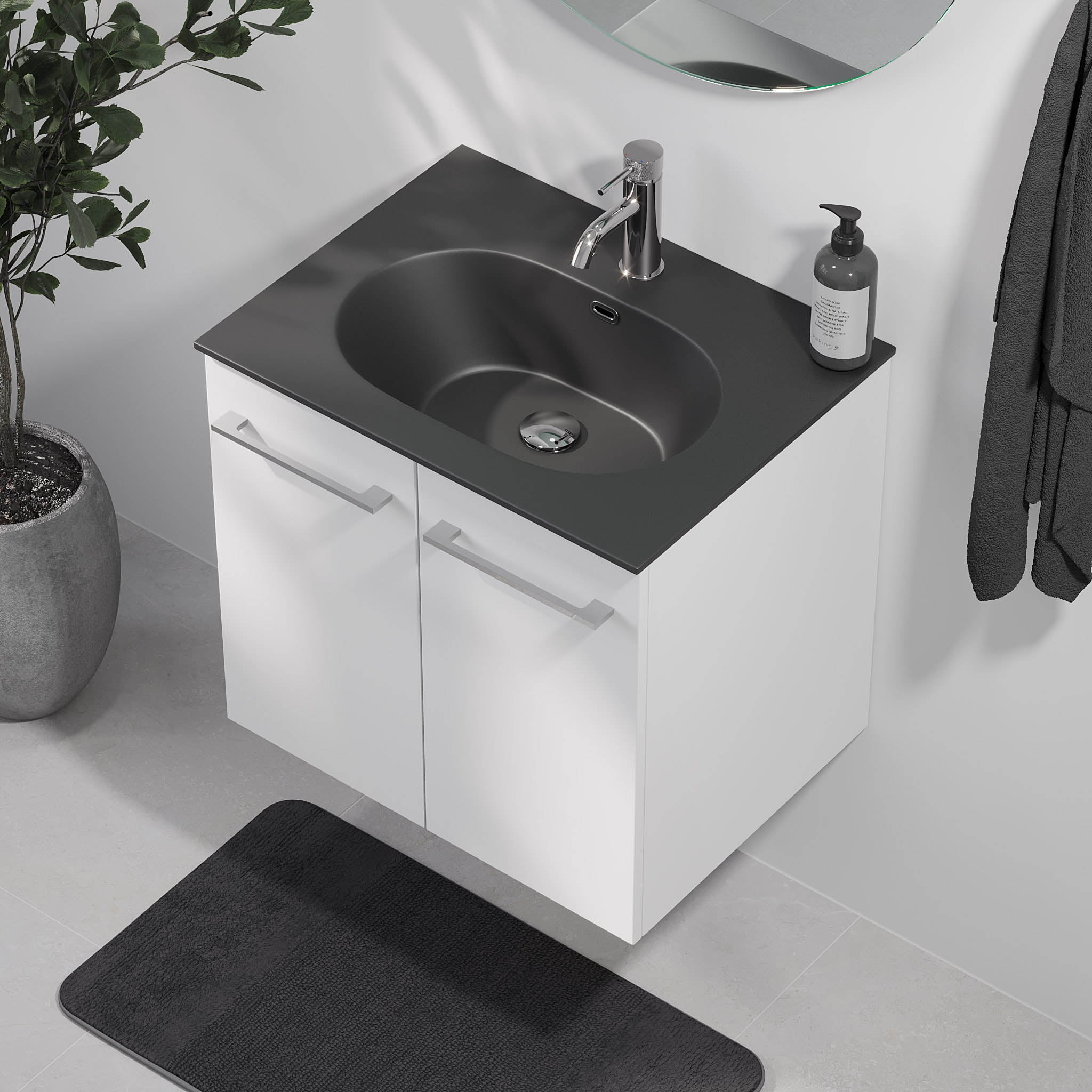 Horten Badrumsmöbel, Vit Matt - Tvättställsskåp - BATH DELUXE - EXCLUSIVE - 75 - 060 - 60 - 01 - 40 - BATHDELUXE SWEDEN