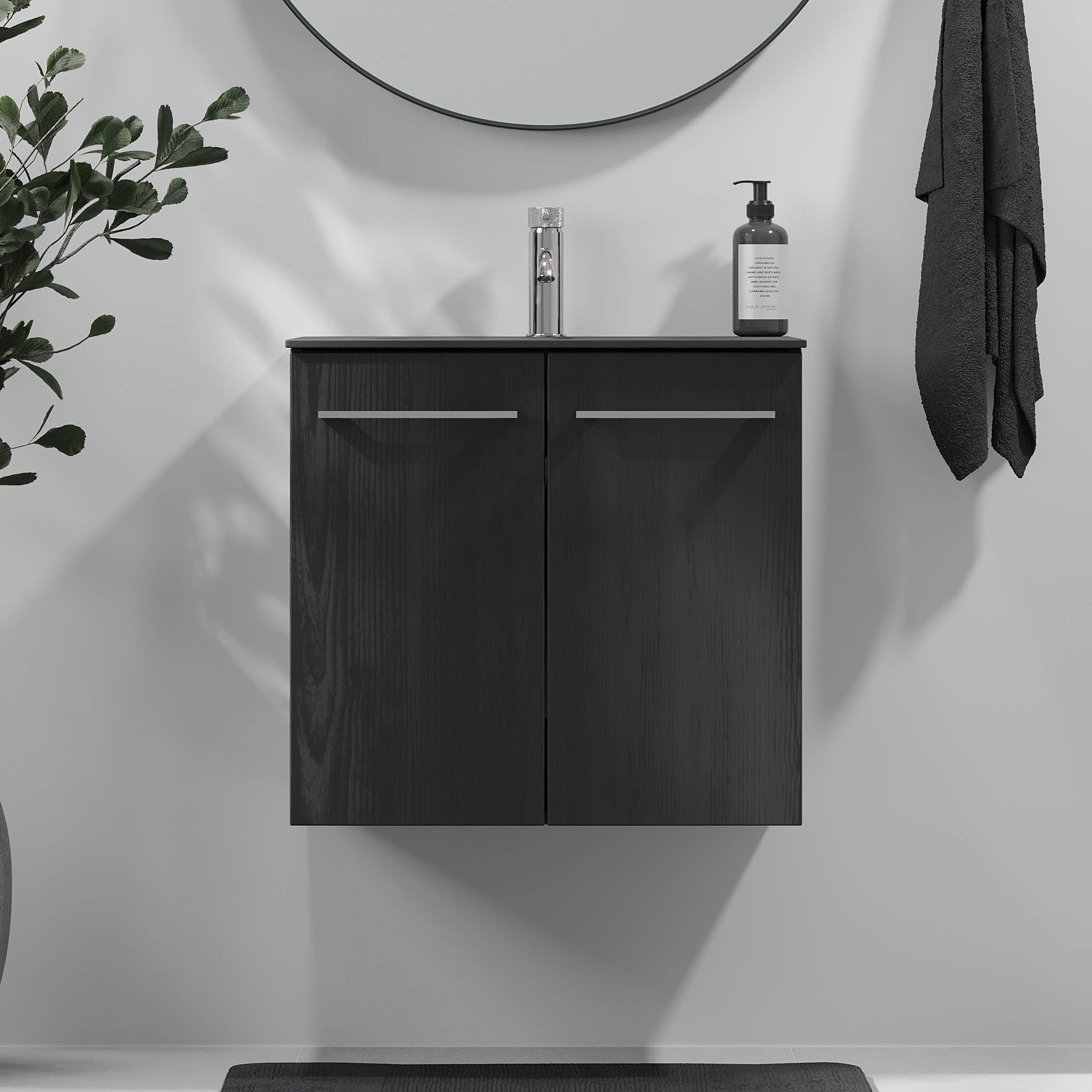 Horten Badrumsmöbel, Svart Trä - Tvättställsskåp - BATH DELUXE - EXCLUSIVE - 75 - 060 - 60 - 22 - 40 - BATHDELUXE SWEDEN