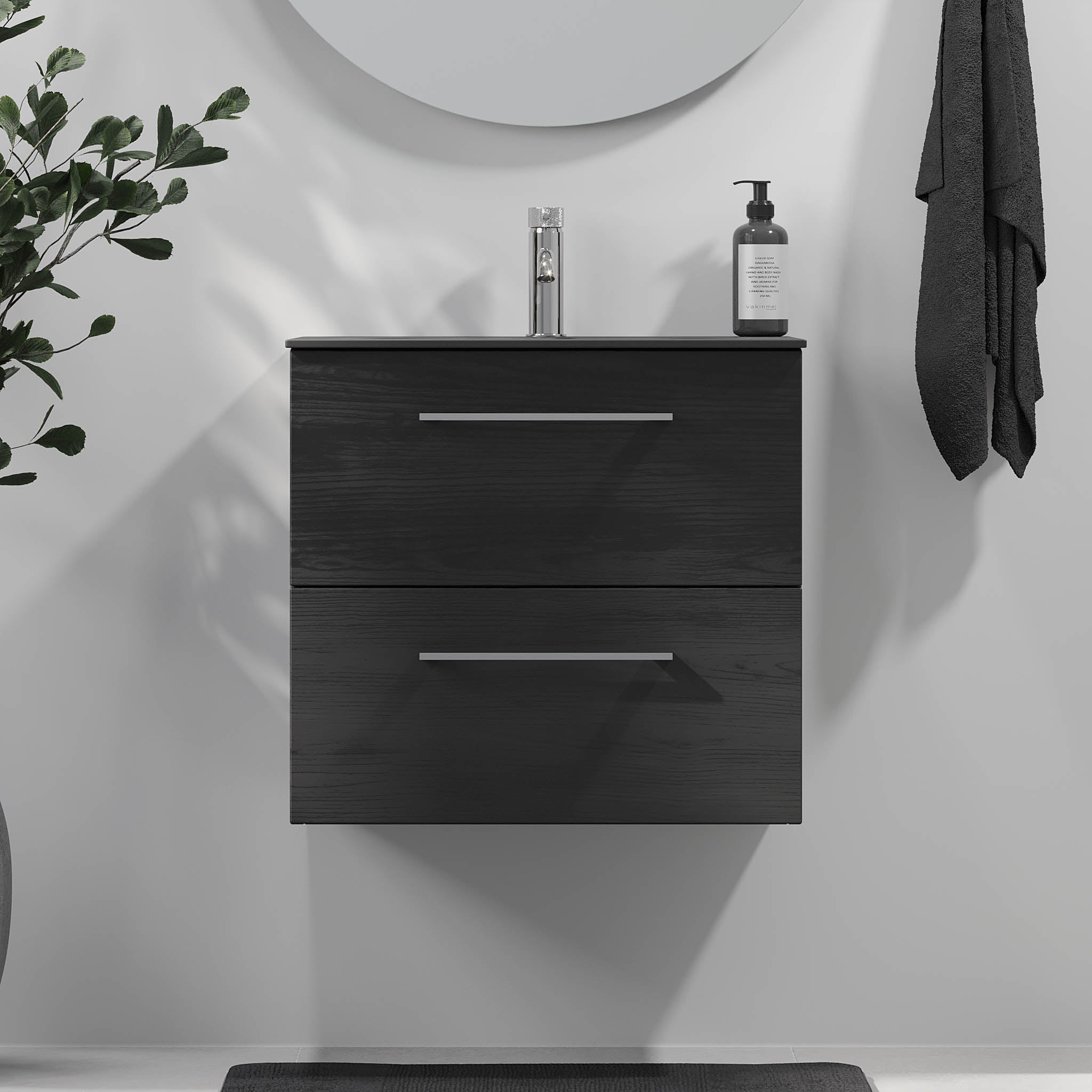 Horten Badrumsmöbel, Svart Trä - Tvättställsskåp - BATH DELUXE - EXCLUSIVE - 75 - 060 - 60 - 22 - 41 - BATHDELUXE SWEDEN
