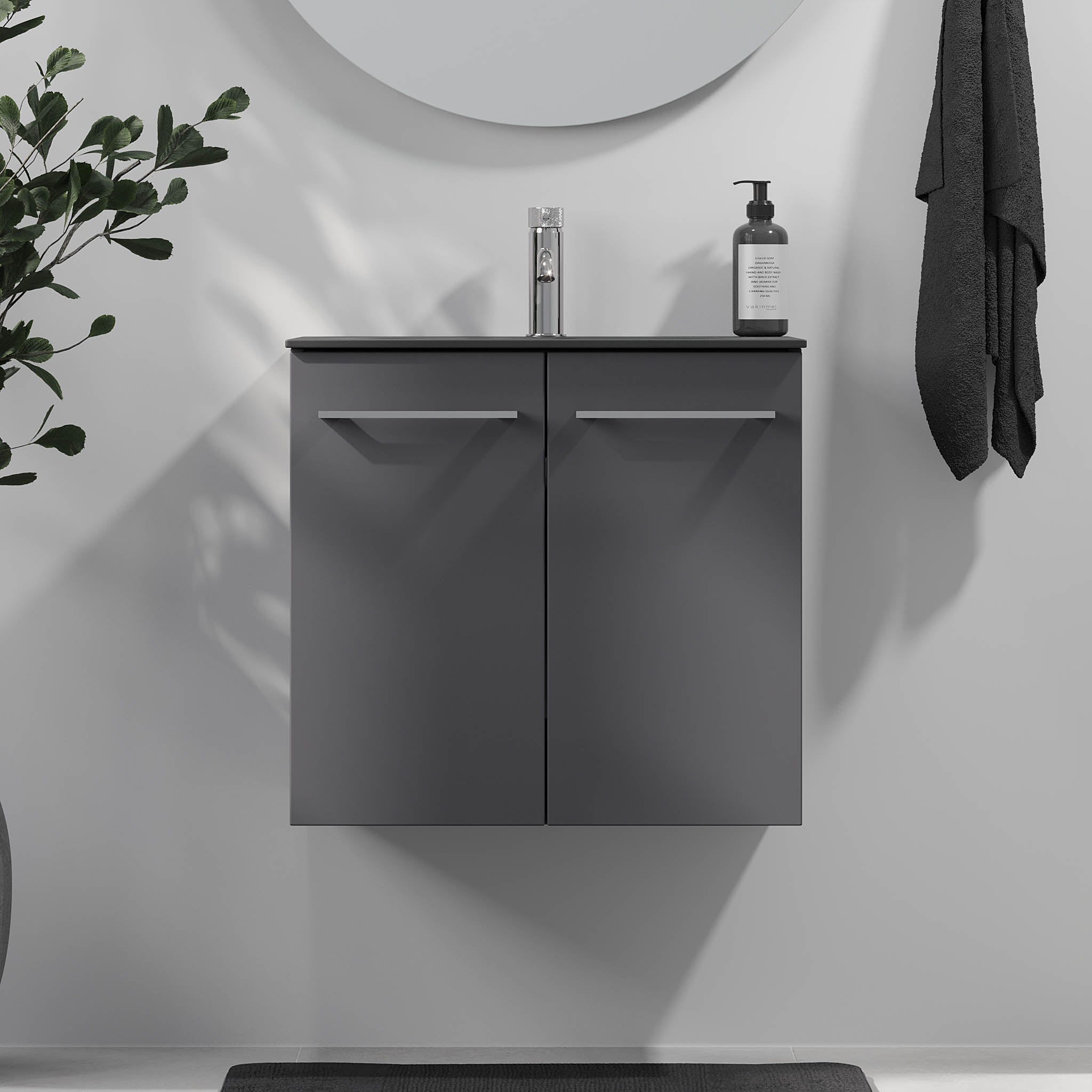 Horten Badrumsmöbel, Antracitgrå - Tvättställsskåp - BATH DELUXE - EXCLUSIVE - 75 - 060 - 60 - 43 - 40 - BATHDELUXE SWEDEN