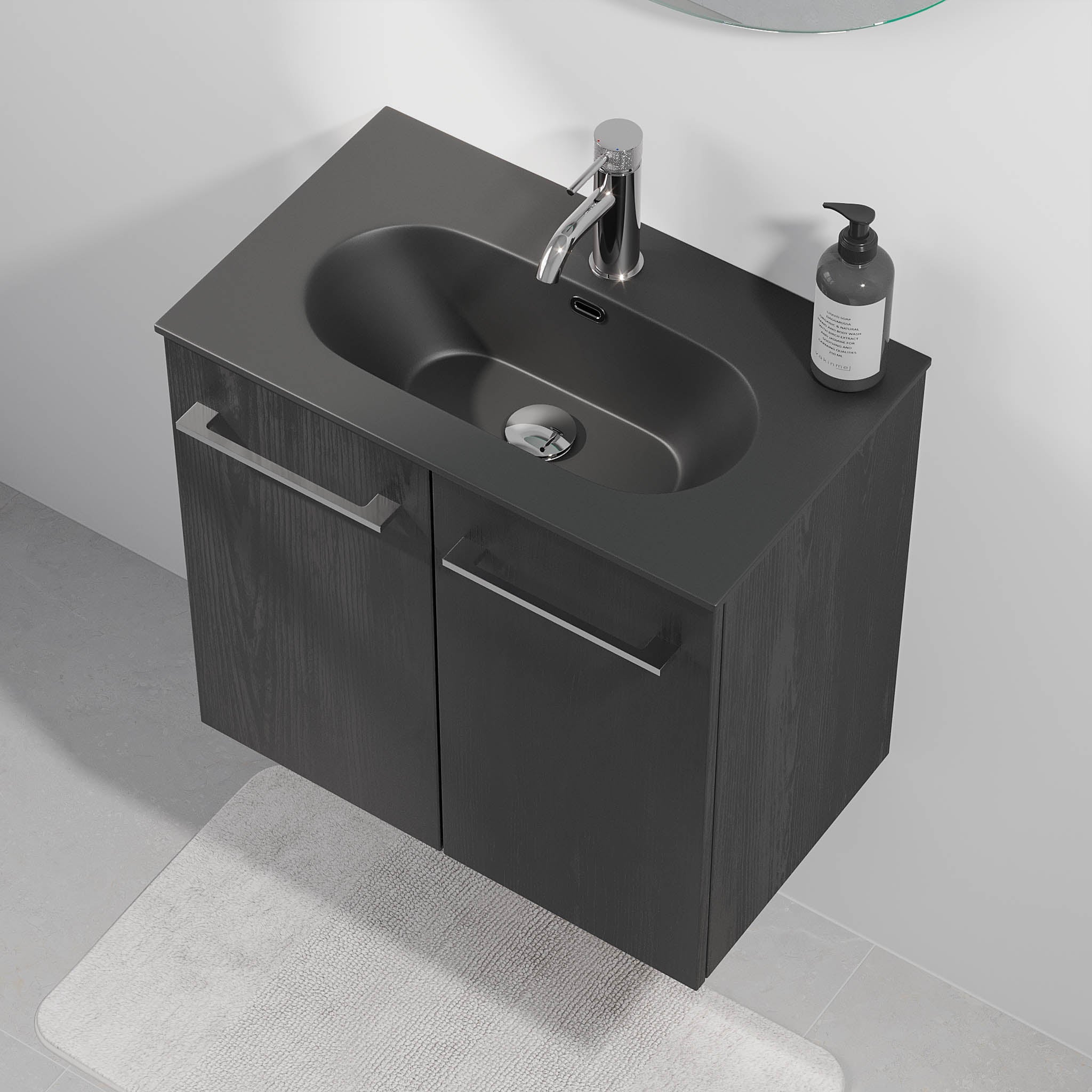 Horten Badrumsmöbel Slimline, Svart Trä - Tvättställsskåp - BATH DELUXE - EXCLUSIVE - 75 - 060 - 73 - 22 - 40 - BATHDELUXE SWEDEN