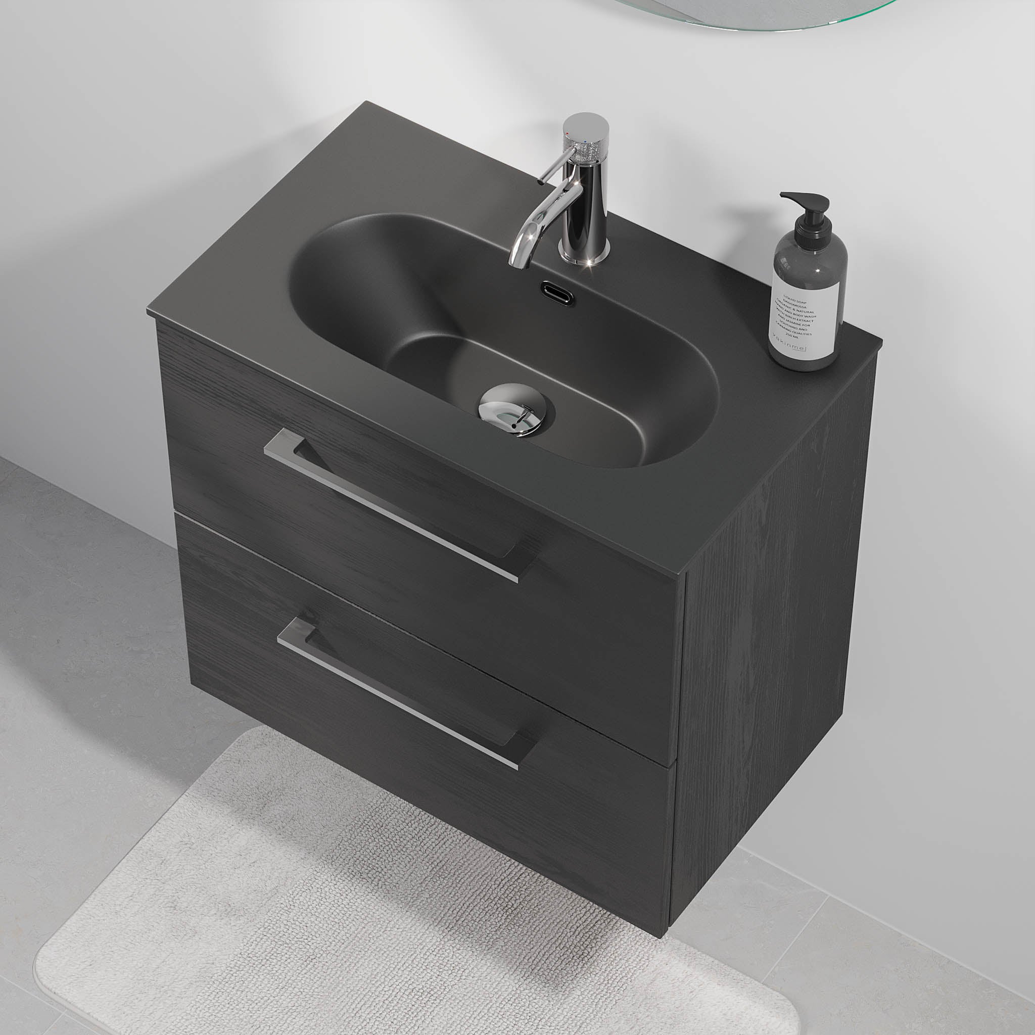 Horten Badrumsmöbel Slimline, Svart Trä - Tvättställsskåp - BATH DELUXE - EXCLUSIVE - 75 - 060 - 73 - 22 - 41 - BATHDELUXE SWEDEN