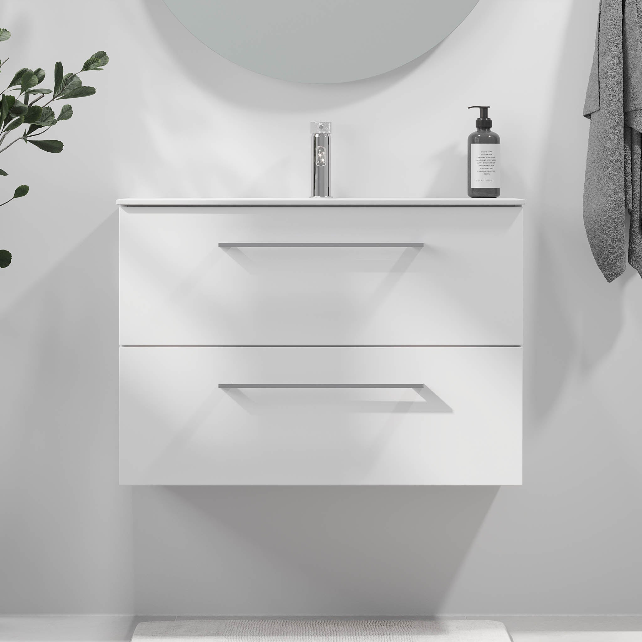 Harstad Badrumsmöbel, Vit Matt - Tvättställsskåp - BATH DELUXE - EXCLUSIVE - 75 - 080 - 58 - 01 - 40 - BATHDELUXE SWEDEN