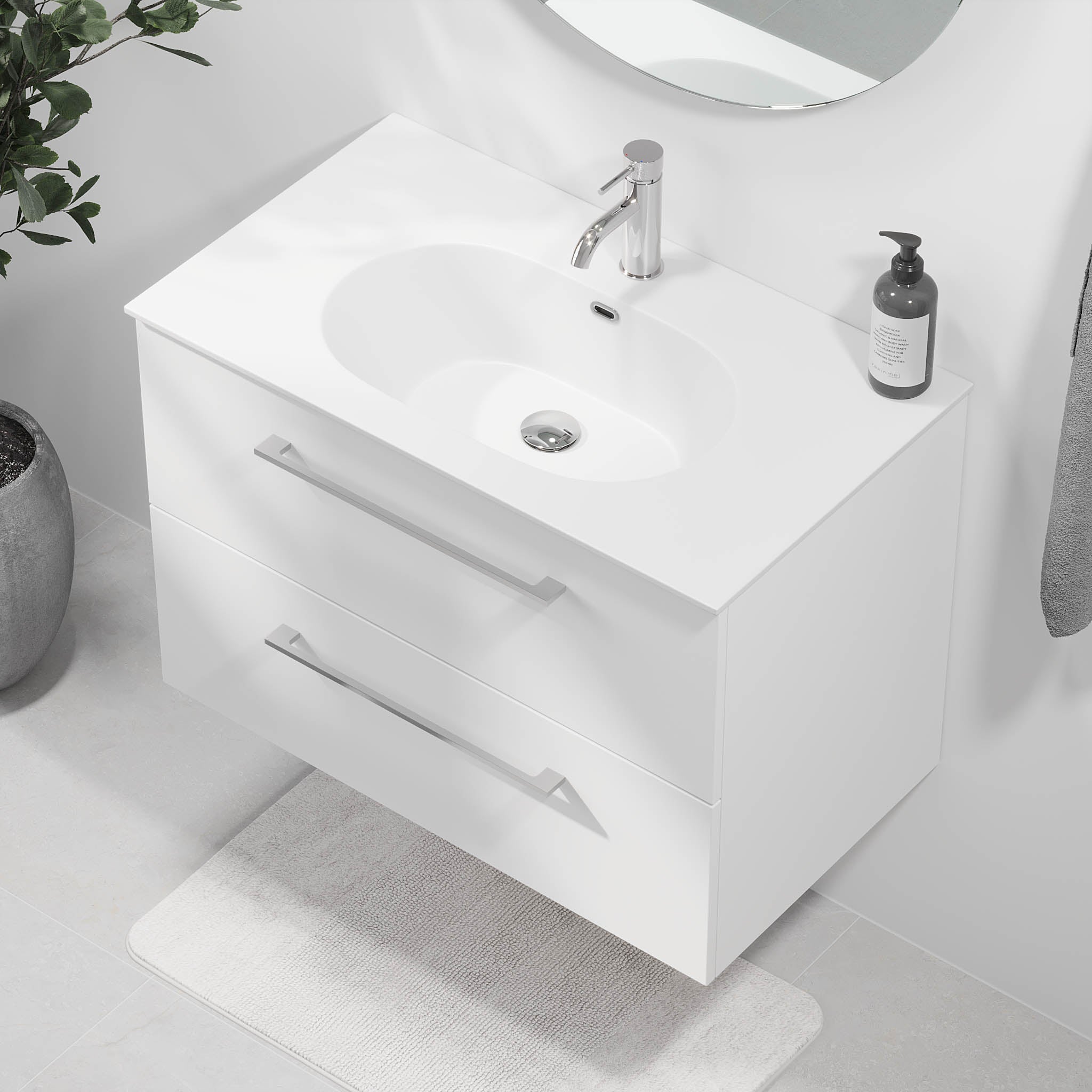 Harstad Badrumsmöbel, Vit Matt - Tvättställsskåp - BATH DELUXE - EXCLUSIVE - 75 - 080 - 58 - 01 - 40 - BATHDELUXE SWEDEN