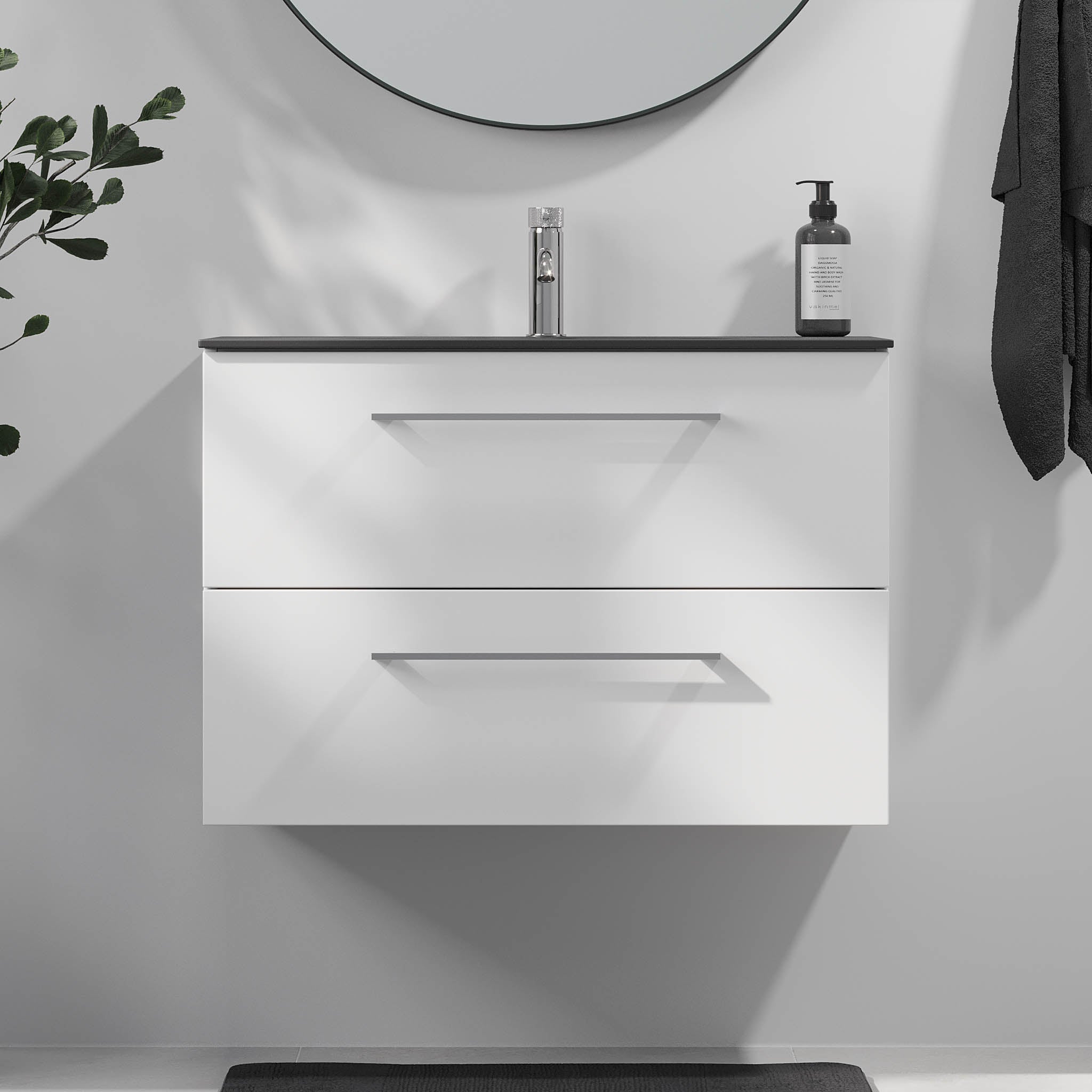 Horten Badrumsmöbel, Vit Matt - Tvättställsskåp - BATH DELUXE - EXCLUSIVE - 75 - 080 - 60 - 01 - 40 - BATHDELUXE SWEDEN