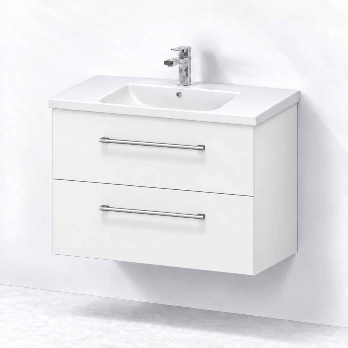 Badrumsmöbel med klassiska Fronter - 60x46x58 cm - ljust trä - vit Porslin tvättställ - Melhus - Tvättställsskåp - Bath Deluxe - 75-080-68-01-40 - BATHDELUXE SWEDEN