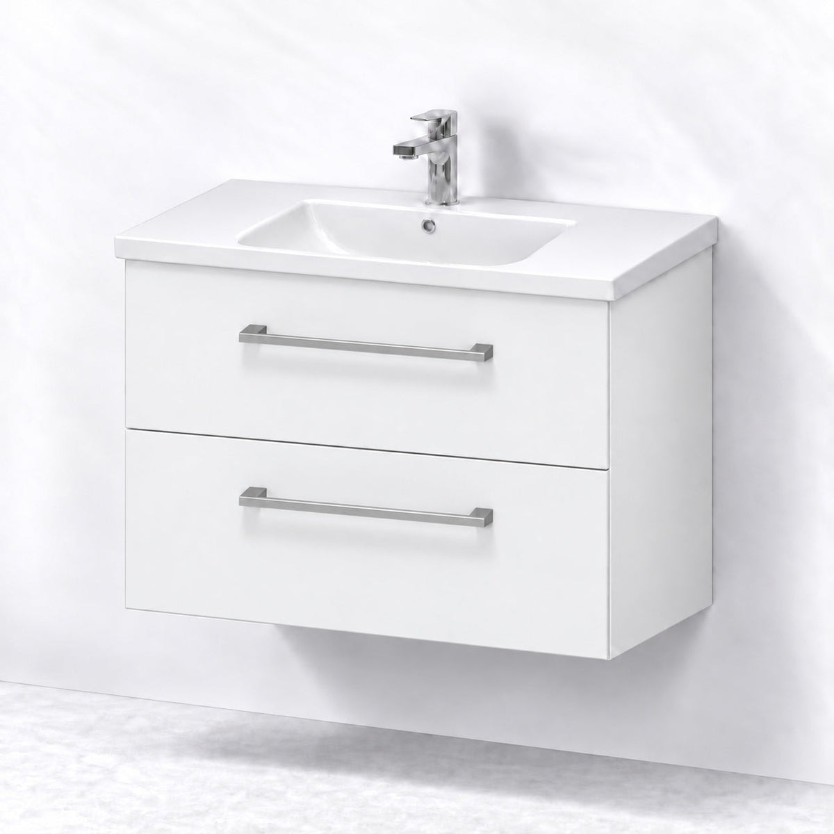 Badrumsmöbel med klassiska Fronter - 100x46x58 cm - antracitgrå - vit Porslin tvättställ - Viggo - Tvättställsskåp - Bath Deluxe - 75-080-68-01-50 - BATHDELUXE SWEDEN