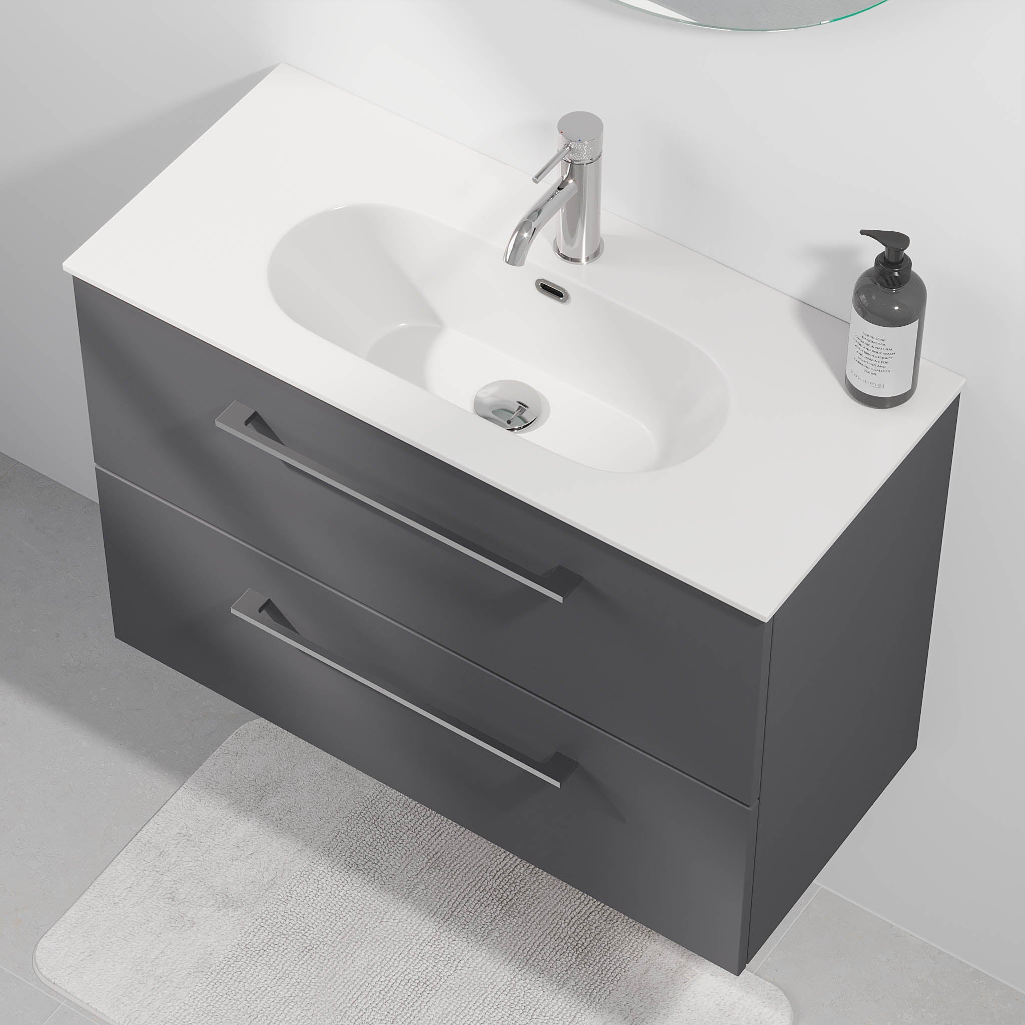 Harstad Badrumsmöbel Slimline, Antracitgrå - Tvättställsskåp - BATH DELUXE - EXCLUSIVE - 75 - 080 - 72 - 43 - 40 - BATHDELUXE SWEDEN