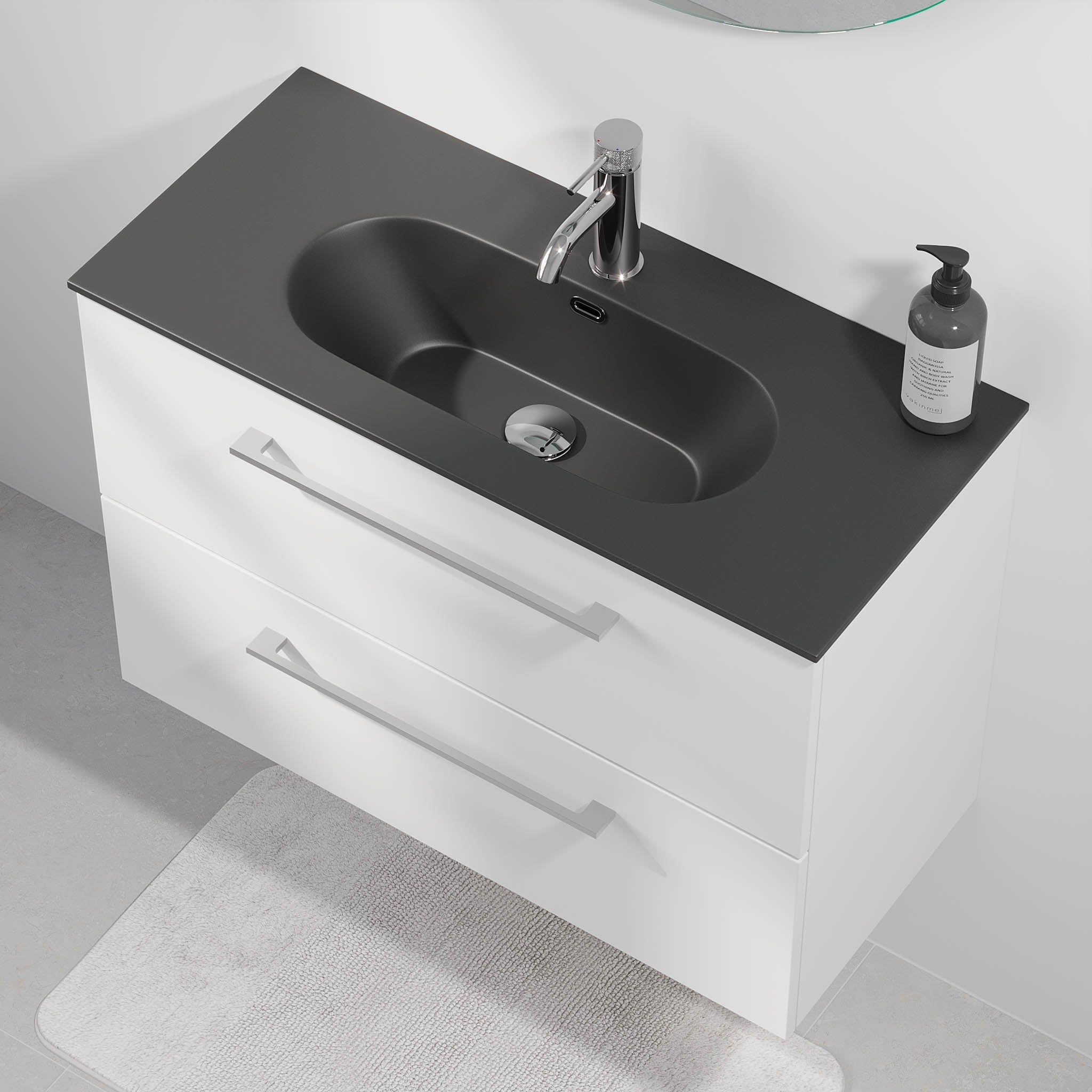 Horten Badrumsmöbel Slimline, Vit Matt - Tvättställsskåp - BATH DELUXE - EXCLUSIVE - 75 - 080 - 73 - 01 - 40 - BATHDELUXE SWEDEN