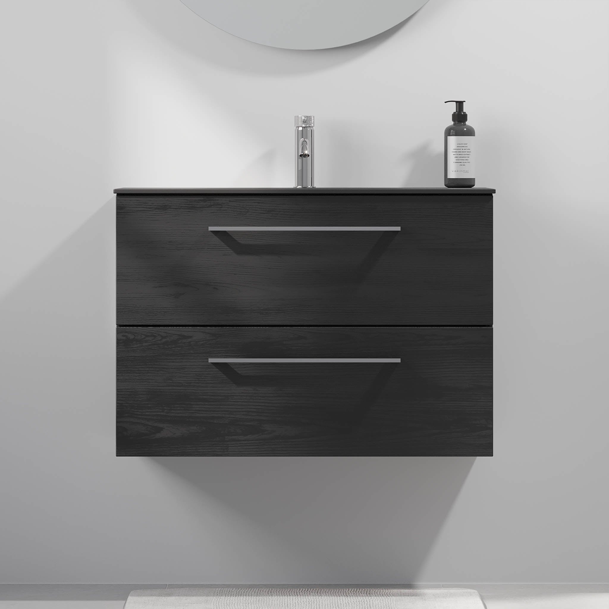 Horten Badrumsmöbel Slimline, Svart Trä - Tvättställsskåp - BATH DELUXE - EXCLUSIVE - 75 - 080 - 73 - 22 - 40 - BATHDELUXE SWEDEN