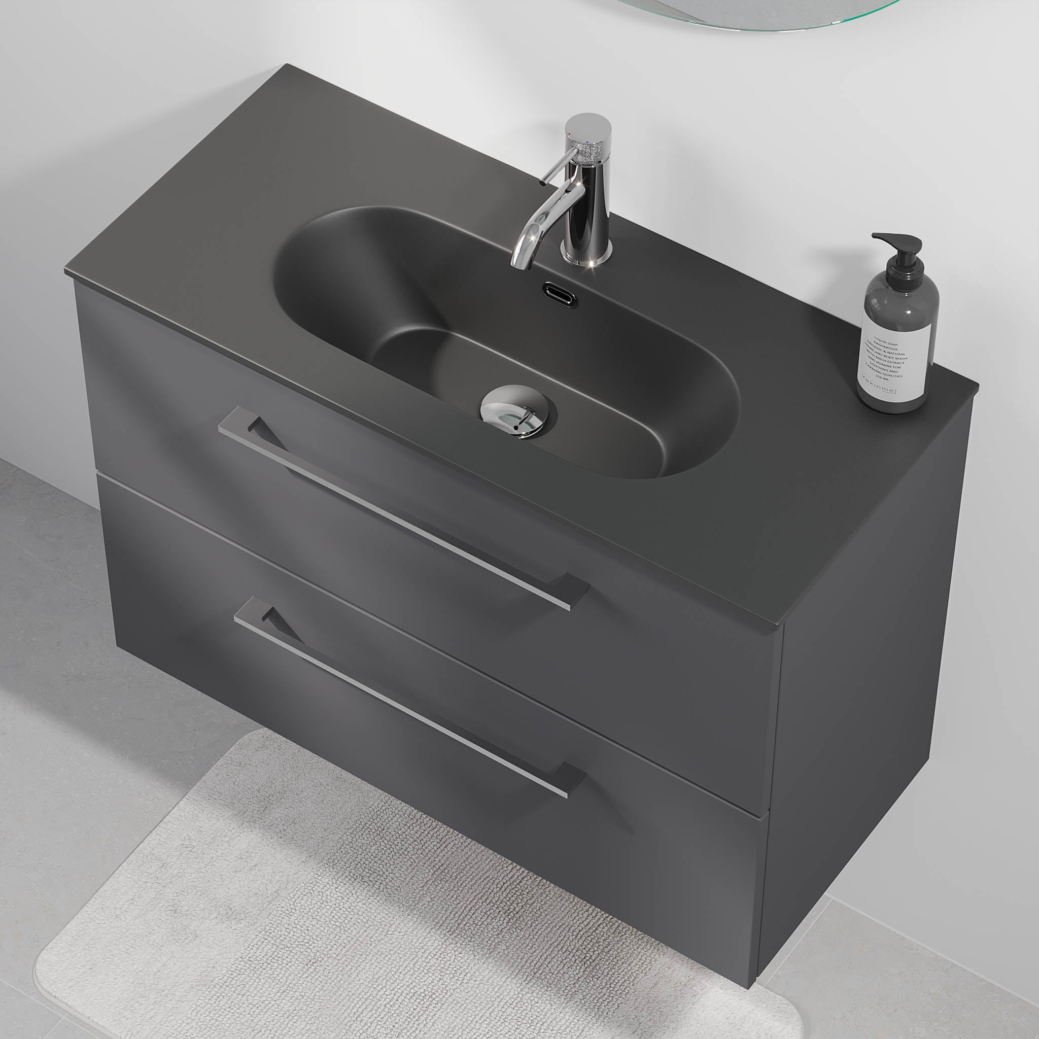 Horten Badrumsmöbel Slimline, Antracitgrå - Tvättställsskåp - BATH DELUXE - EXCLUSIVE - 75 - 080 - 73 - 43 - 40 - BATHDELUXE SWEDEN