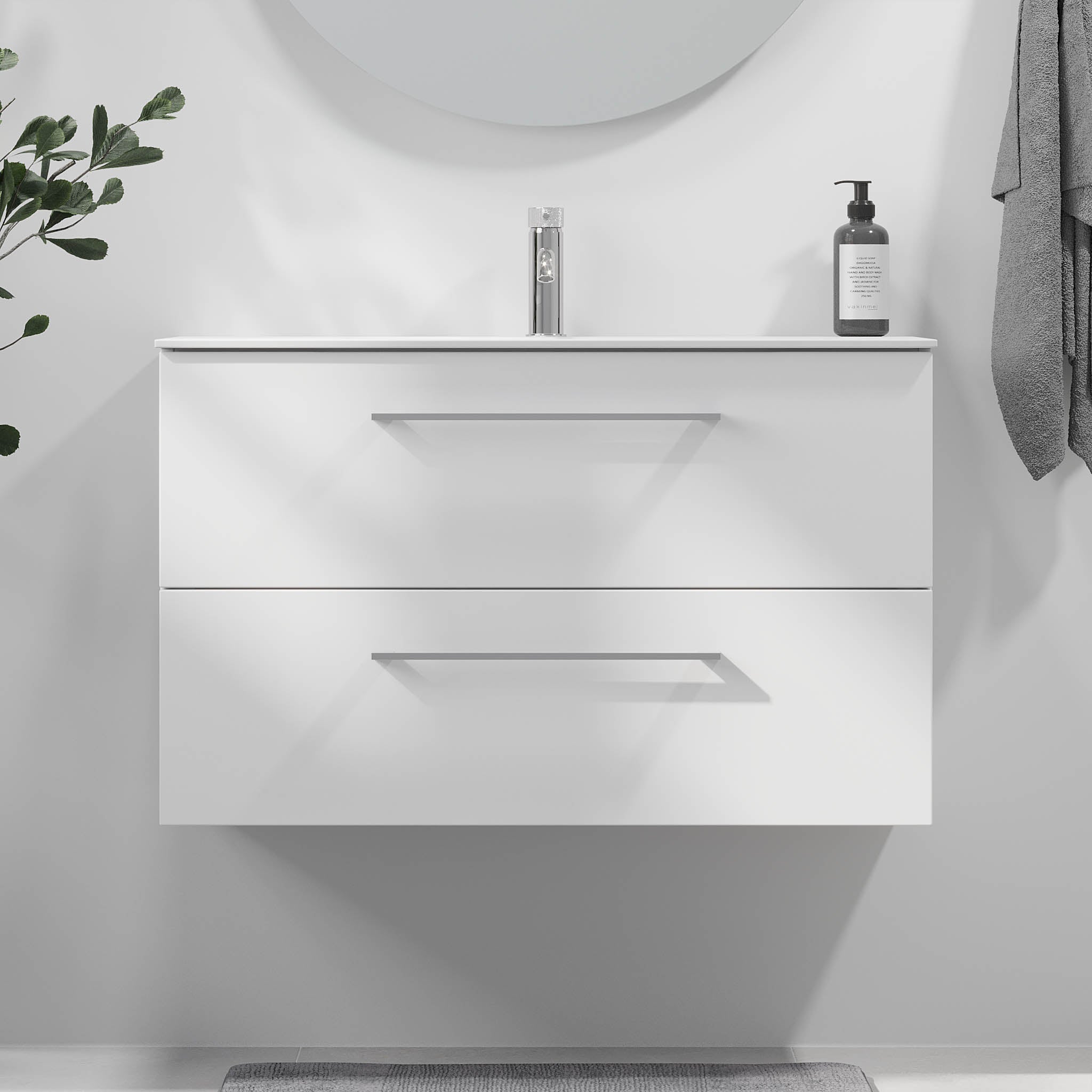 Harstad Badrumsmöbel, Vit Matt - Tvättställsskåp - BATH DELUXE - EXCLUSIVE - 75 - 090 - 58 - 01 - 40 - BATHDELUXE SWEDEN