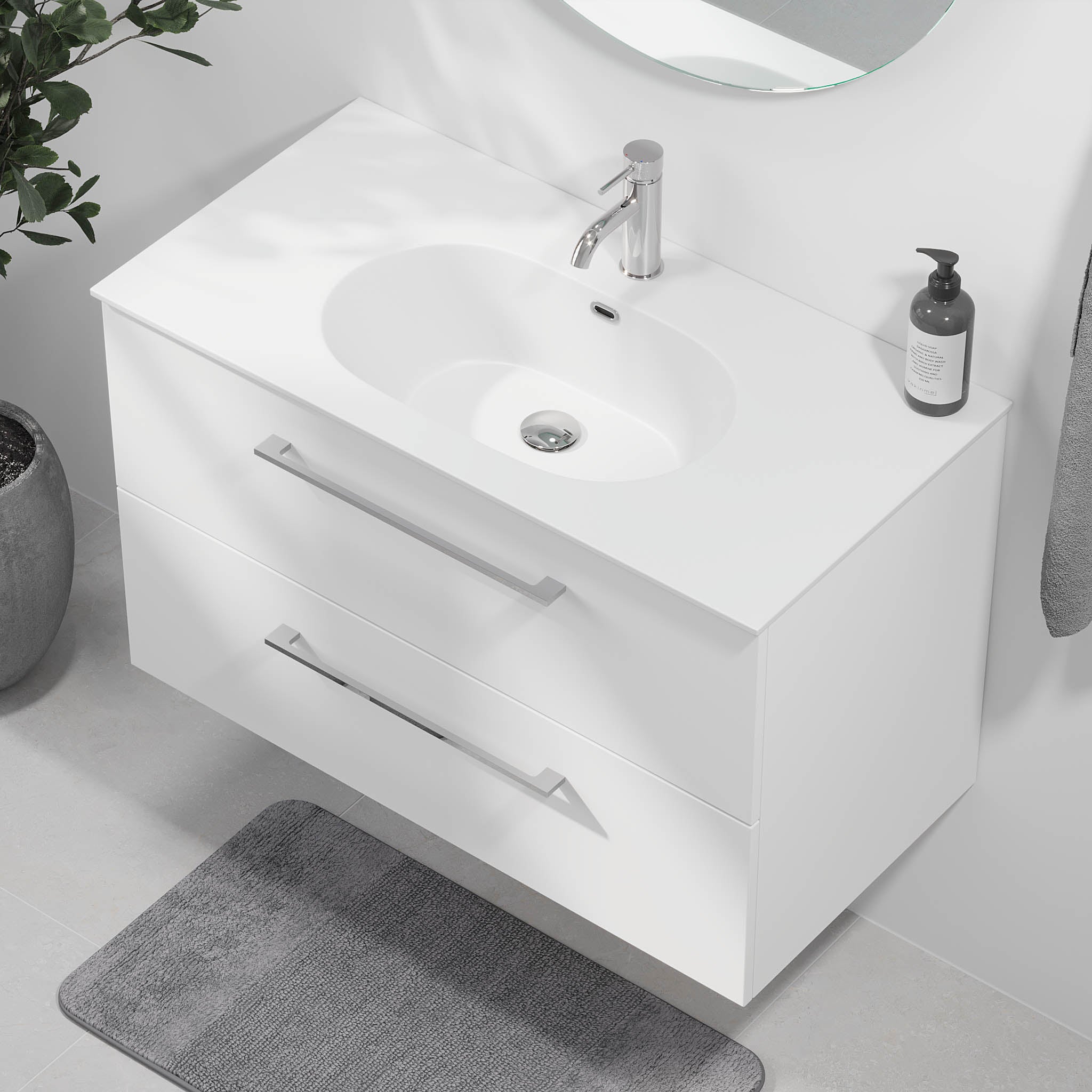 Harstad Badrumsmöbel, Vit Matt - Tvättställsskåp - BATH DELUXE - EXCLUSIVE - 75 - 090 - 58 - 01 - 40 - BATHDELUXE SWEDEN
