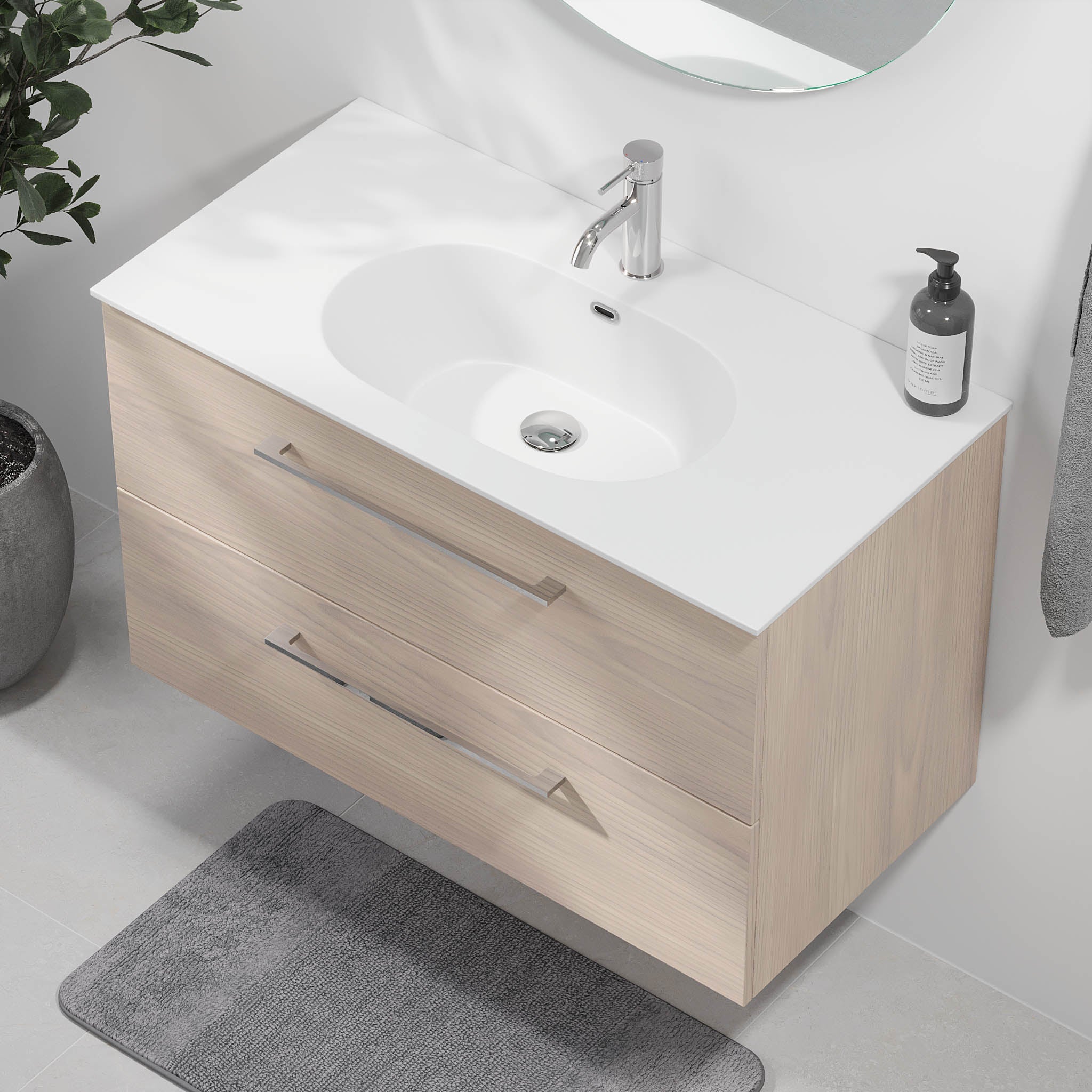 Harstad Badrumsmöbel, Ljus Trä - Tvättställsskåp - BATH DELUXE - EXCLUSIVE - 75 - 090 - 58 - 33 - 40 - BATHDELUXE SWEDEN