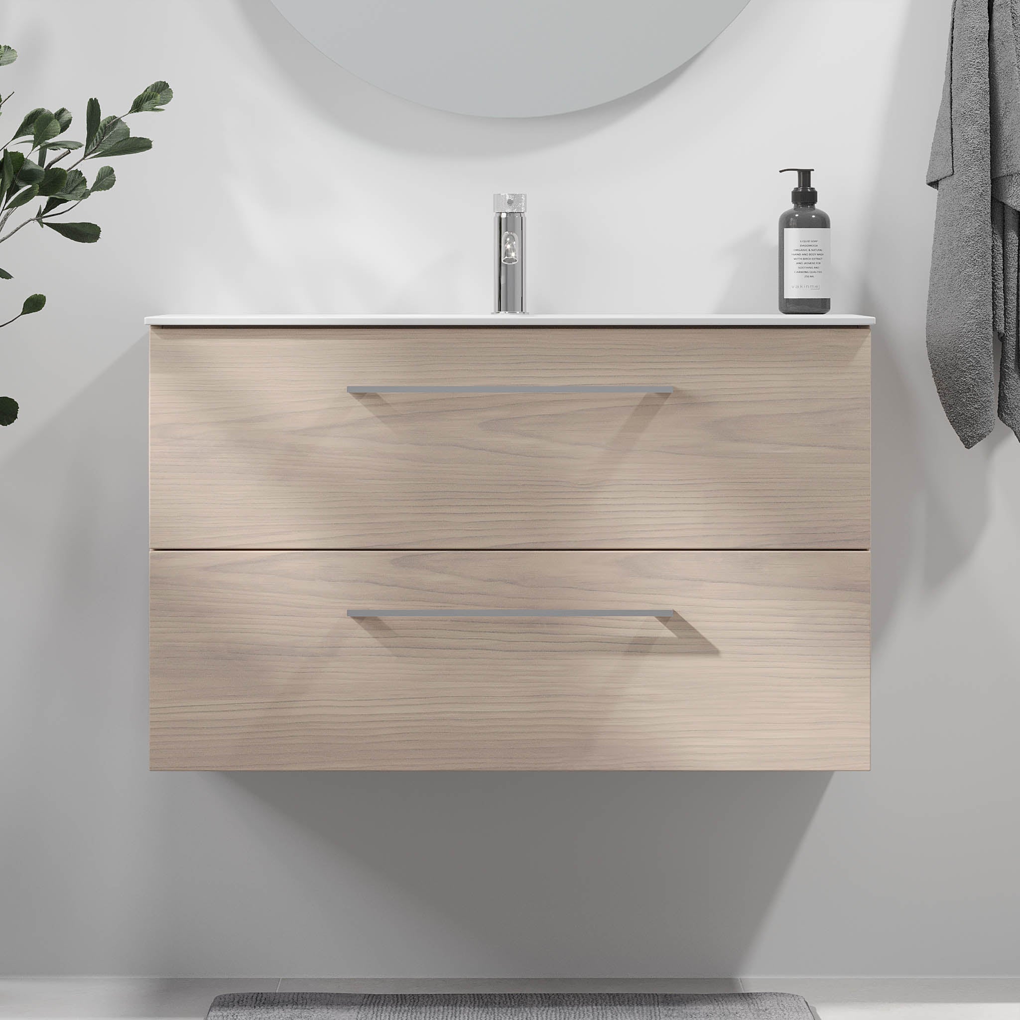 Harstad Badrumsmöbel, Ljus Trä - Tvättställsskåp - BATH DELUXE - EXCLUSIVE - 75 - 090 - 58 - 33 - 40 - BATHDELUXE SWEDEN