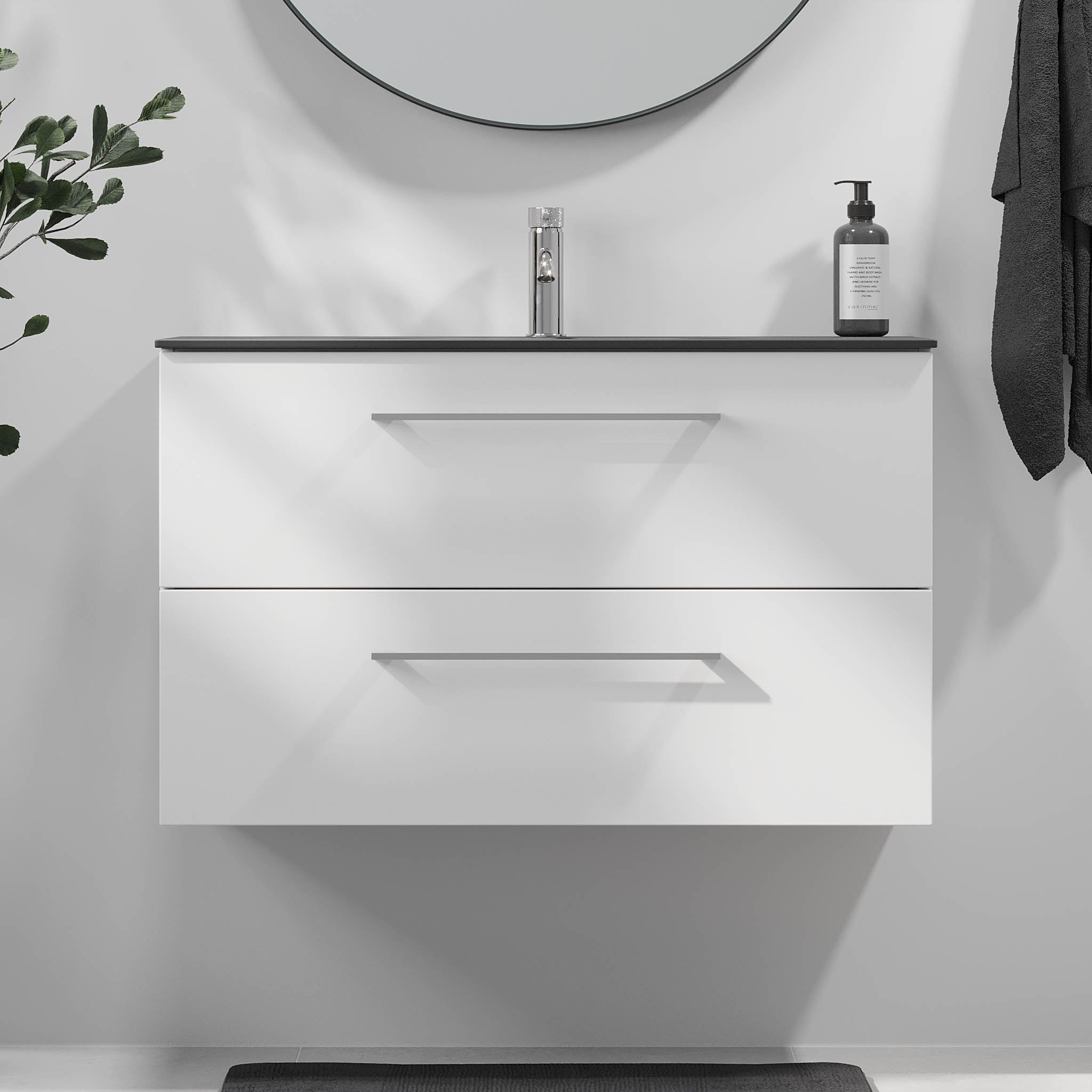 Horten Badrumsmöbel, Vit Matt - Tvättställsskåp - BATH DELUXE - EXCLUSIVE - 75 - 090 - 60 - 01 - 40 - BATHDELUXE SWEDEN