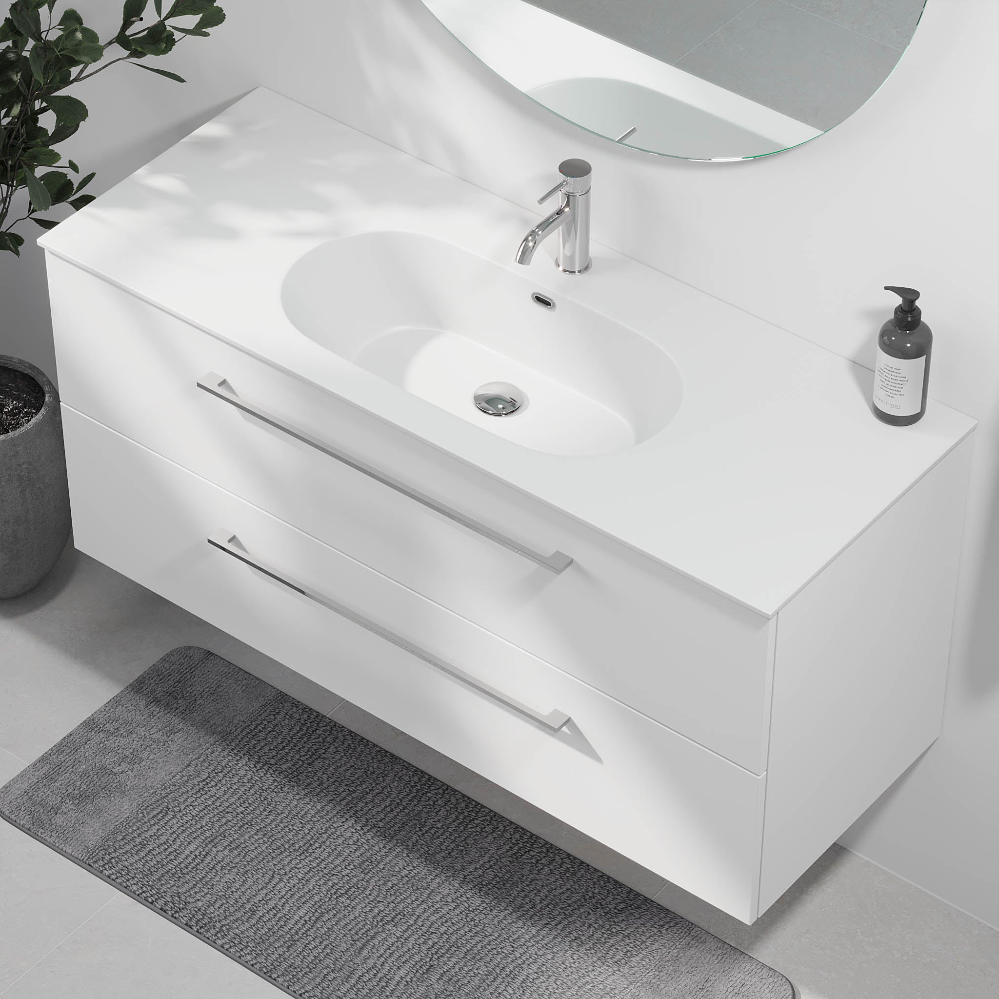 Harstad Badrumsmöbel, Vit Matt - Tvättställsskåp - BATH DELUXE - EXCLUSIVE - 75 - 100 - 58 - 01 - 40 - BATHDELUXE SWEDEN