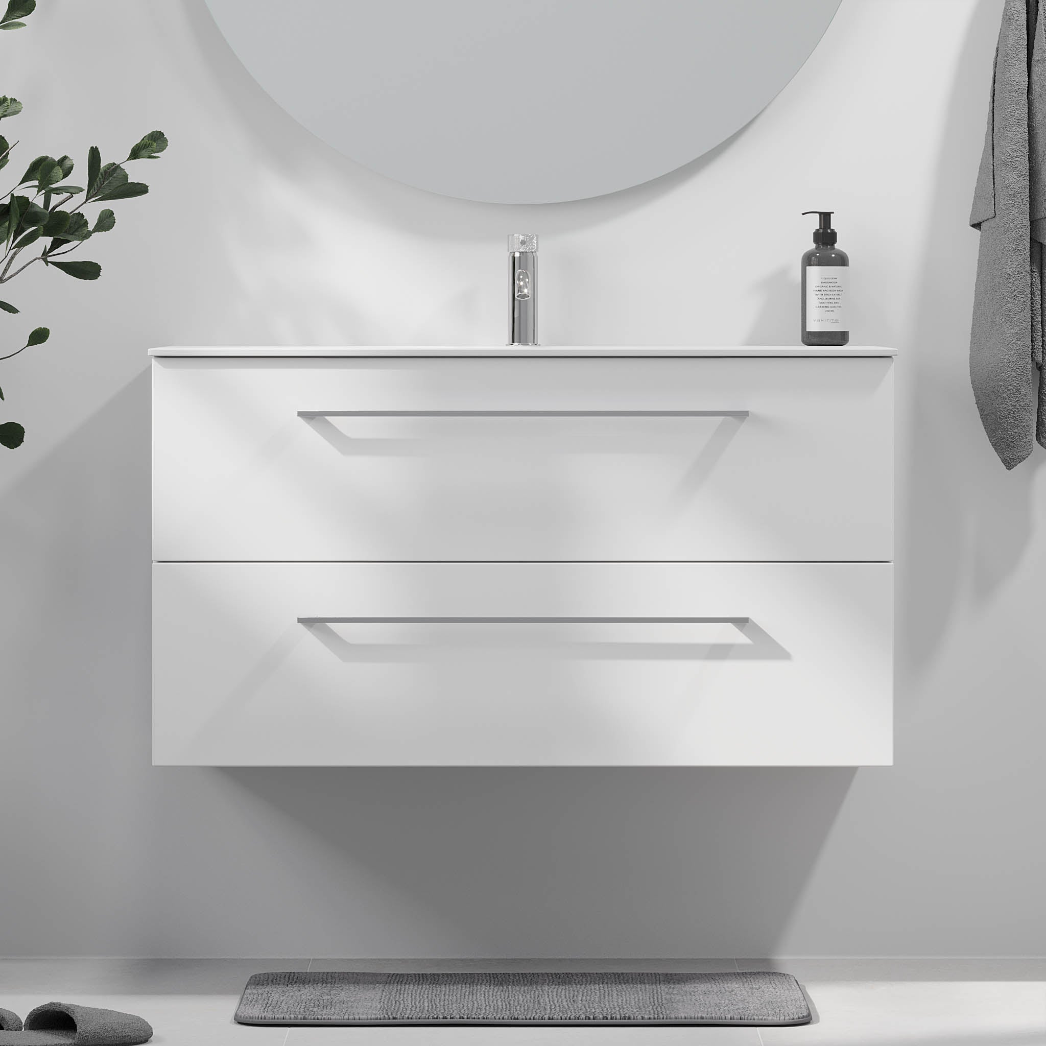 Harstad Badrumsmöbel, Vit Matt - Tvättställsskåp - BATH DELUXE - EXCLUSIVE - 75 - 100 - 58 - 01 - 40 - BATHDELUXE SWEDEN