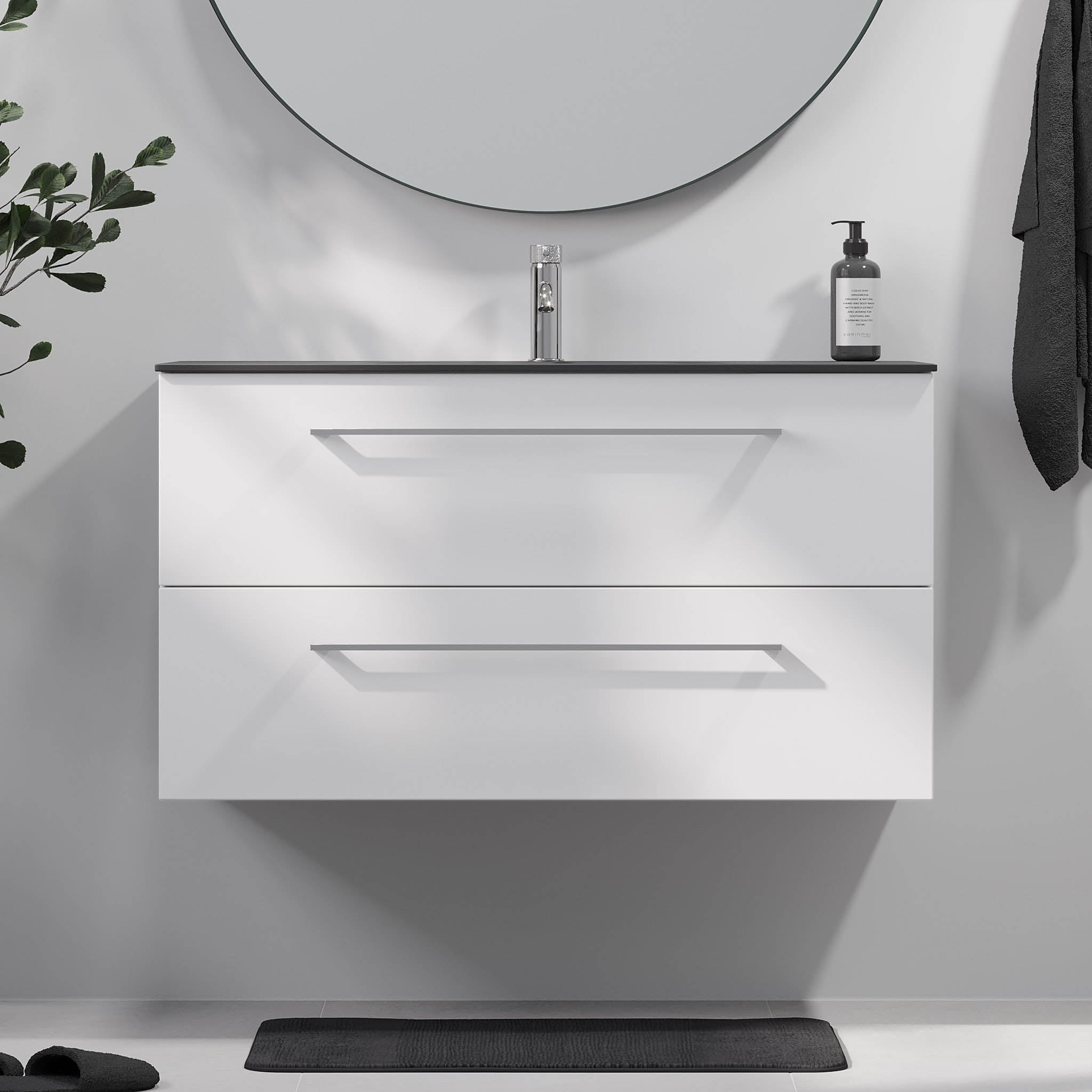 Horten Badrumsmöbel, Vit Matt - Tvättställsskåp - BATH DELUXE - EXCLUSIVE - 75 - 100 - 60 - 01 - 40 - BATHDELUXE SWEDEN