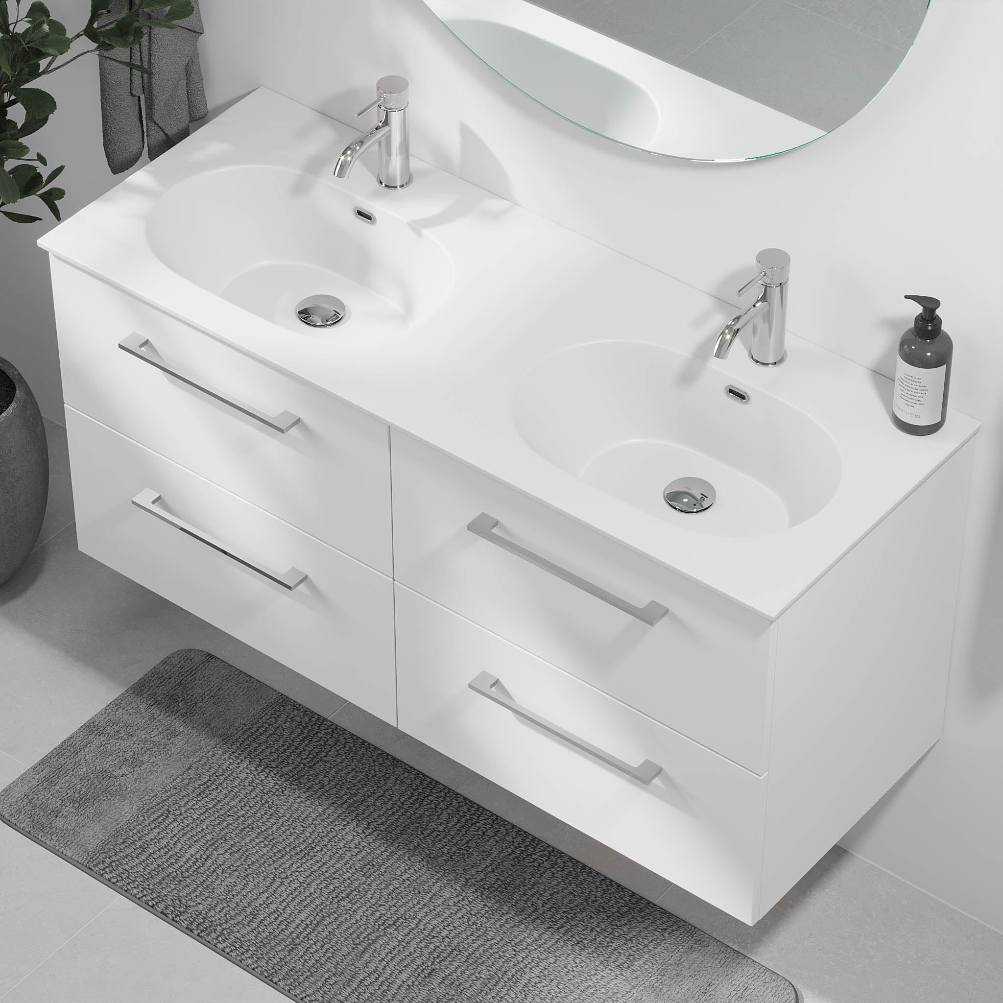 Harstad Badrumsmöbel, Vit Matt - Tvättställsskåp - BATH DELUXE - EXCLUSIVE - 75 - 120 - 58 - 01 - 42 - BATHDELUXE SWEDEN