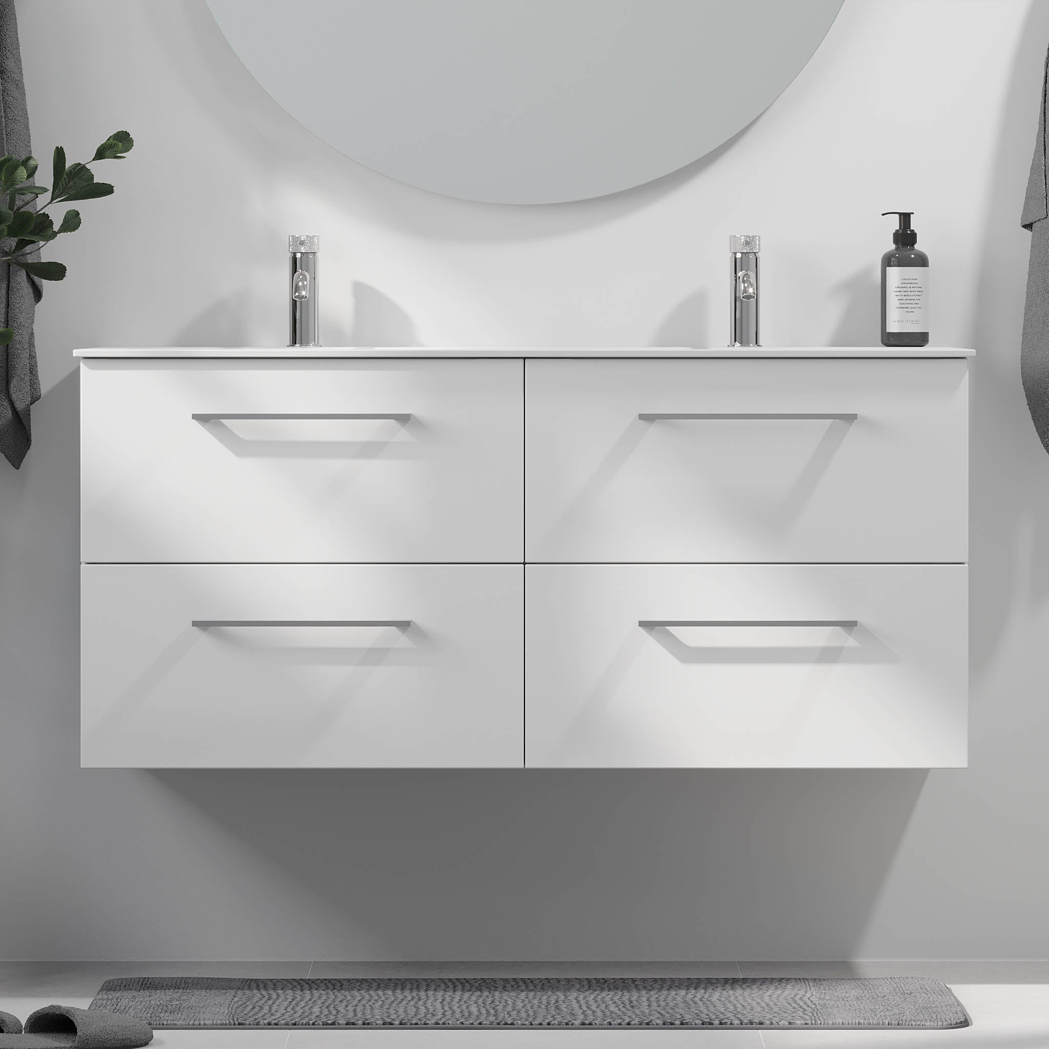 Harstad Badrumsmöbel, Vit Matt - Tvättställsskåp - BATH DELUXE - EXCLUSIVE - 75 - 120 - 58 - 01 - 42 - BATHDELUXE SWEDEN