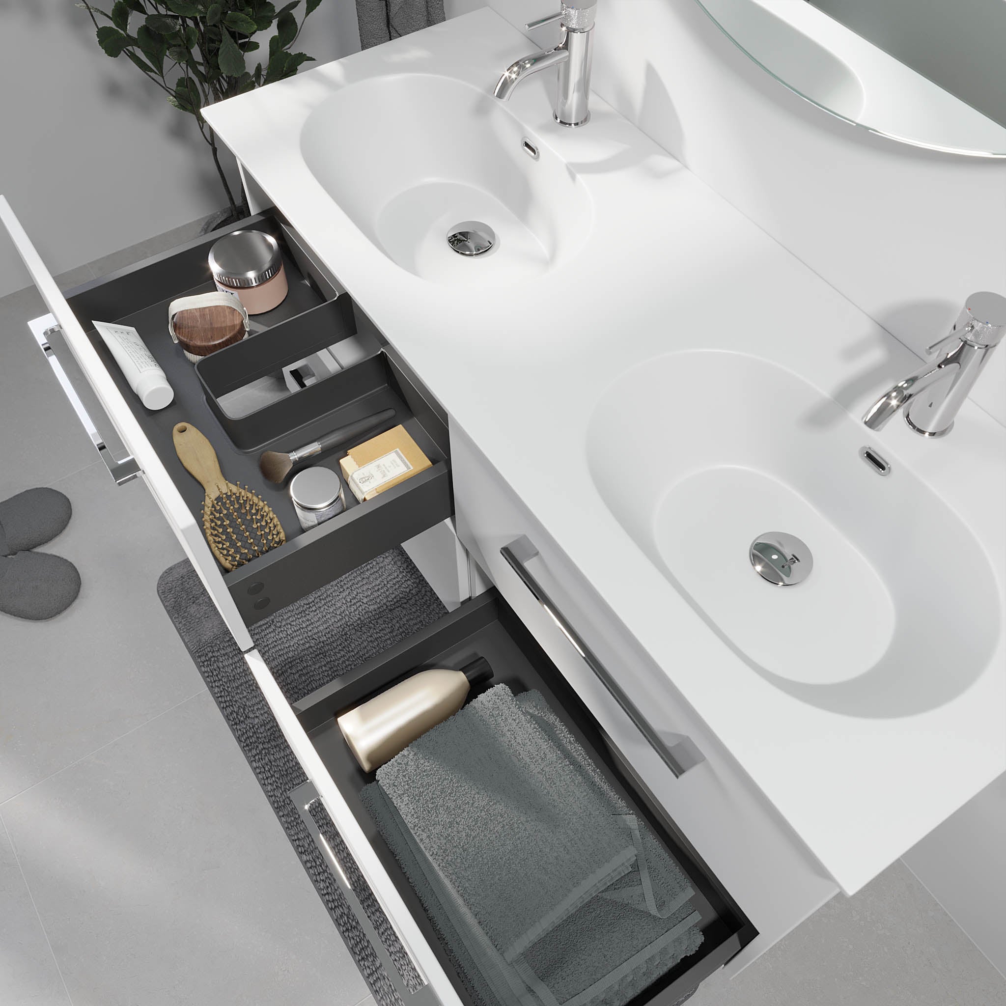 Harstad Badrumsmöbel, Vit Matt - Tvättställsskåp - BATH DELUXE - EXCLUSIVE - 75 - 120 - 58 - 01 - 42 - BATHDELUXE SWEDEN