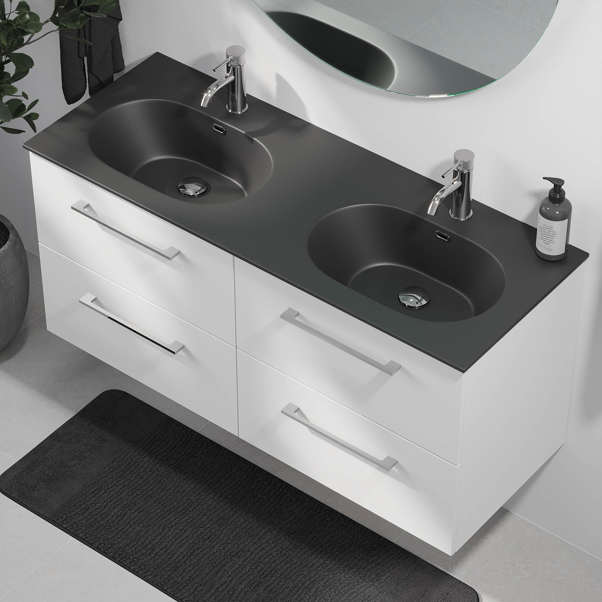 Horten Badrumsmöbel, Vit Matt - Tvättställsskåp - BATH DELUXE - EXCLUSIVE - 75 - 120 - 60 - 01 - 42 - BATHDELUXE SWEDEN