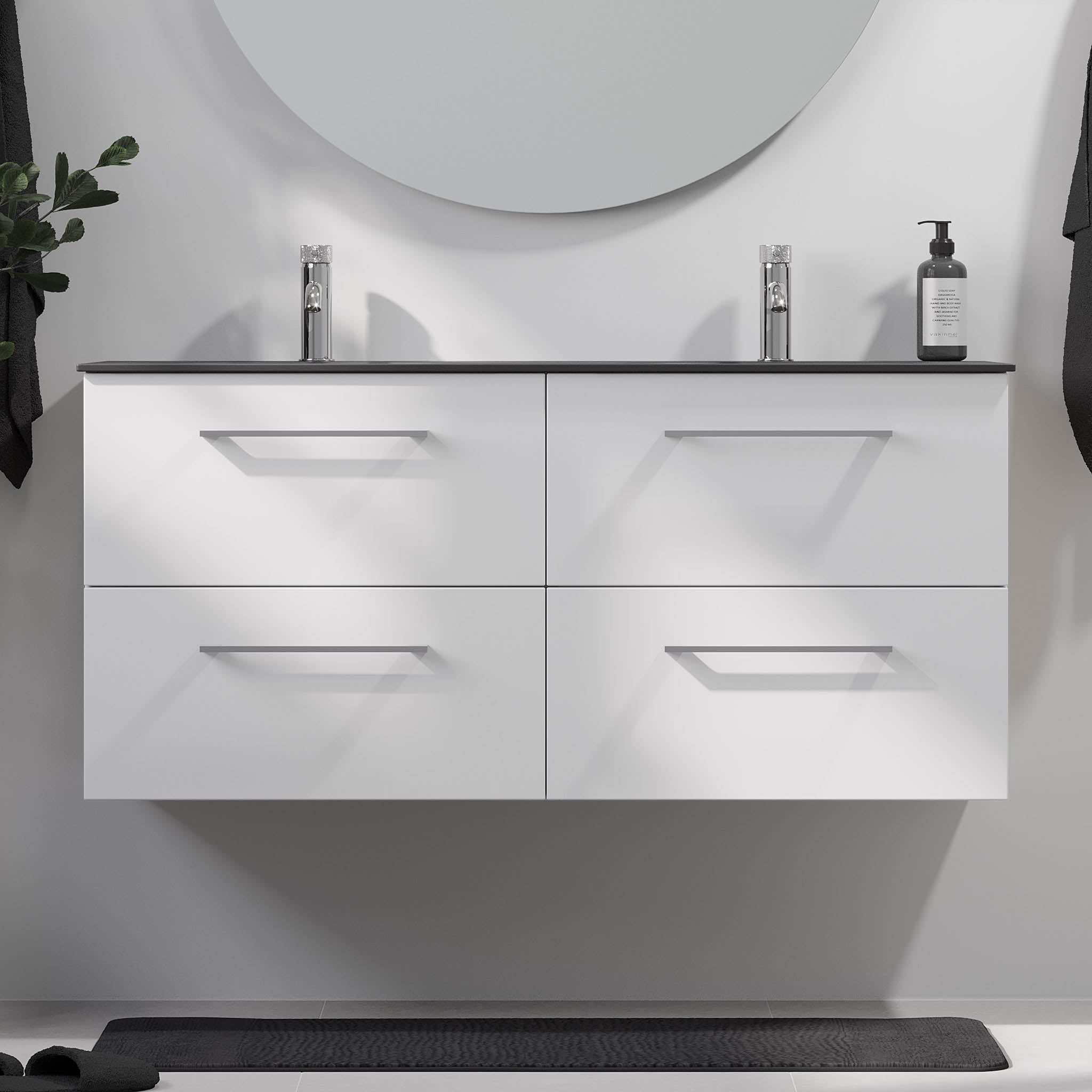 Horten Badrumsmöbel, Vit Matt - Tvättställsskåp - BATH DELUXE - EXCLUSIVE - 75 - 120 - 60 - 01 - 42 - BATHDELUXE SWEDEN