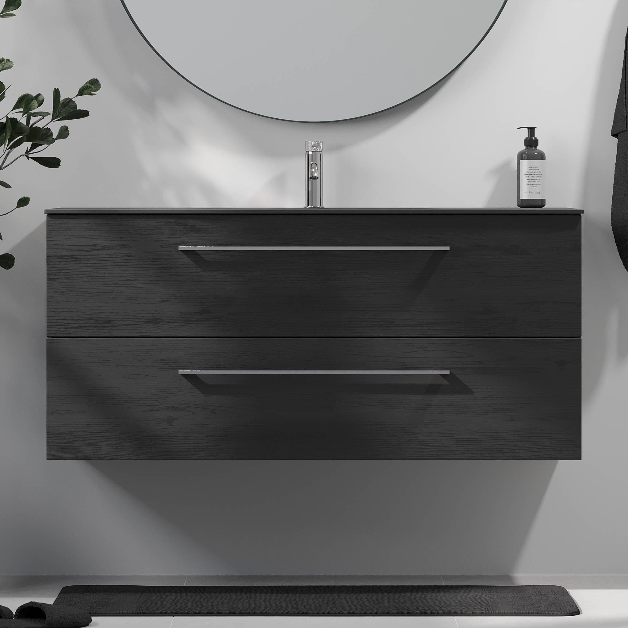 Horten Badrumsmöbel, Svart Trä - Tvättställsskåp - BATH DELUXE - EXCLUSIVE - 75 - 120 - 60 - 22 - 40 - BATHDELUXE SWEDEN