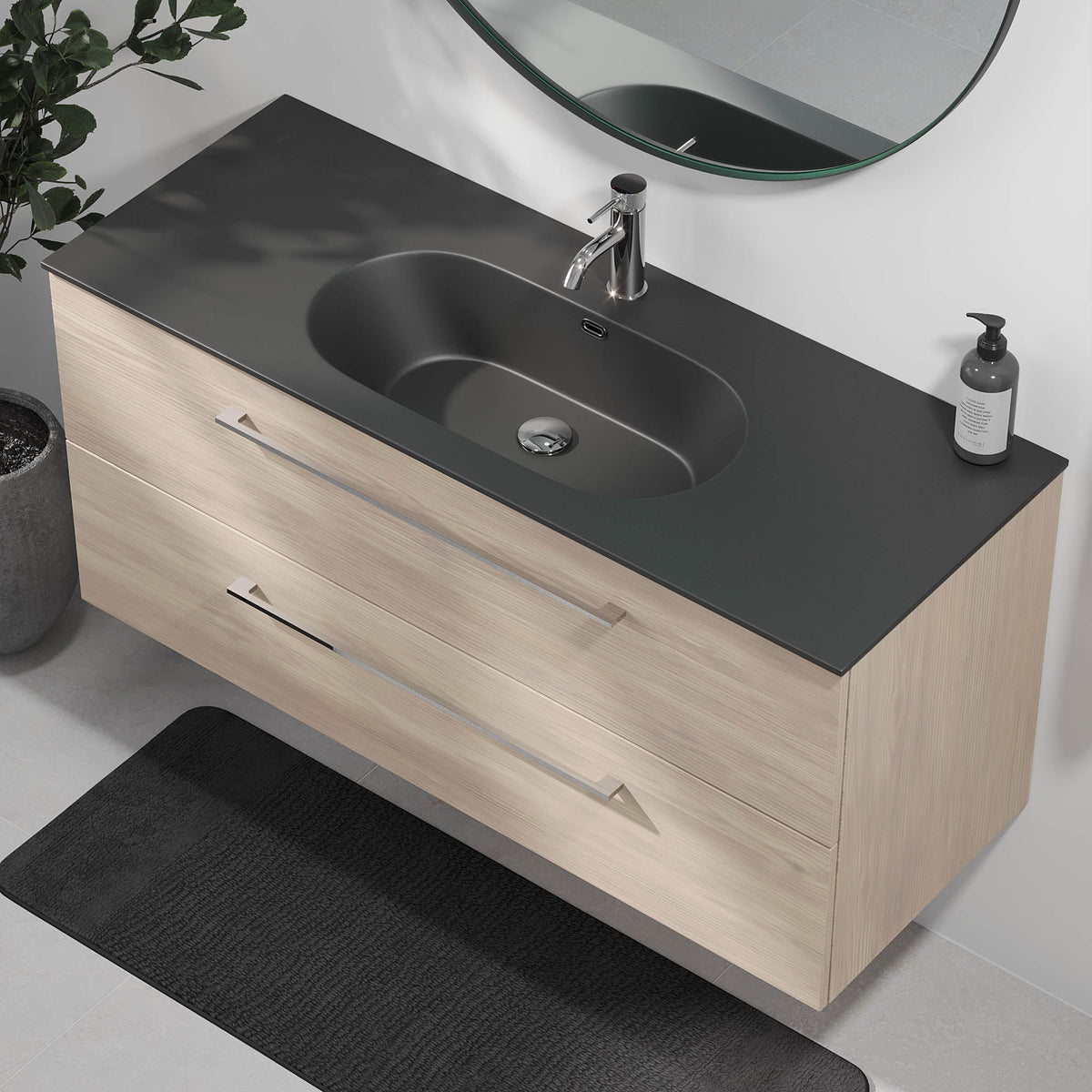 Horten, Furniture Set - Basin & Cabinet, Grey Wood - 120 cm - MASTERSTORE - 8595677192247 - Furniture Set - Code - 75-120-60-33-40 - 8595677192247