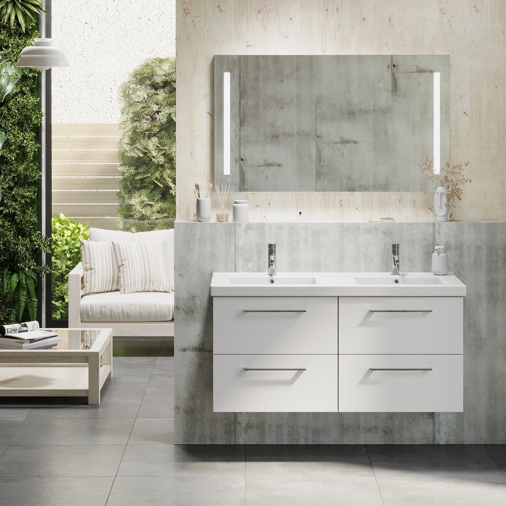 Malvik Badrumsmöbel, Vit Matt - Tvättställsskåp - BATH DELUXE - EXCLUSIVE - 75 - 120 - 69 - 01 - 41 - BATHDELUXE SWEDEN