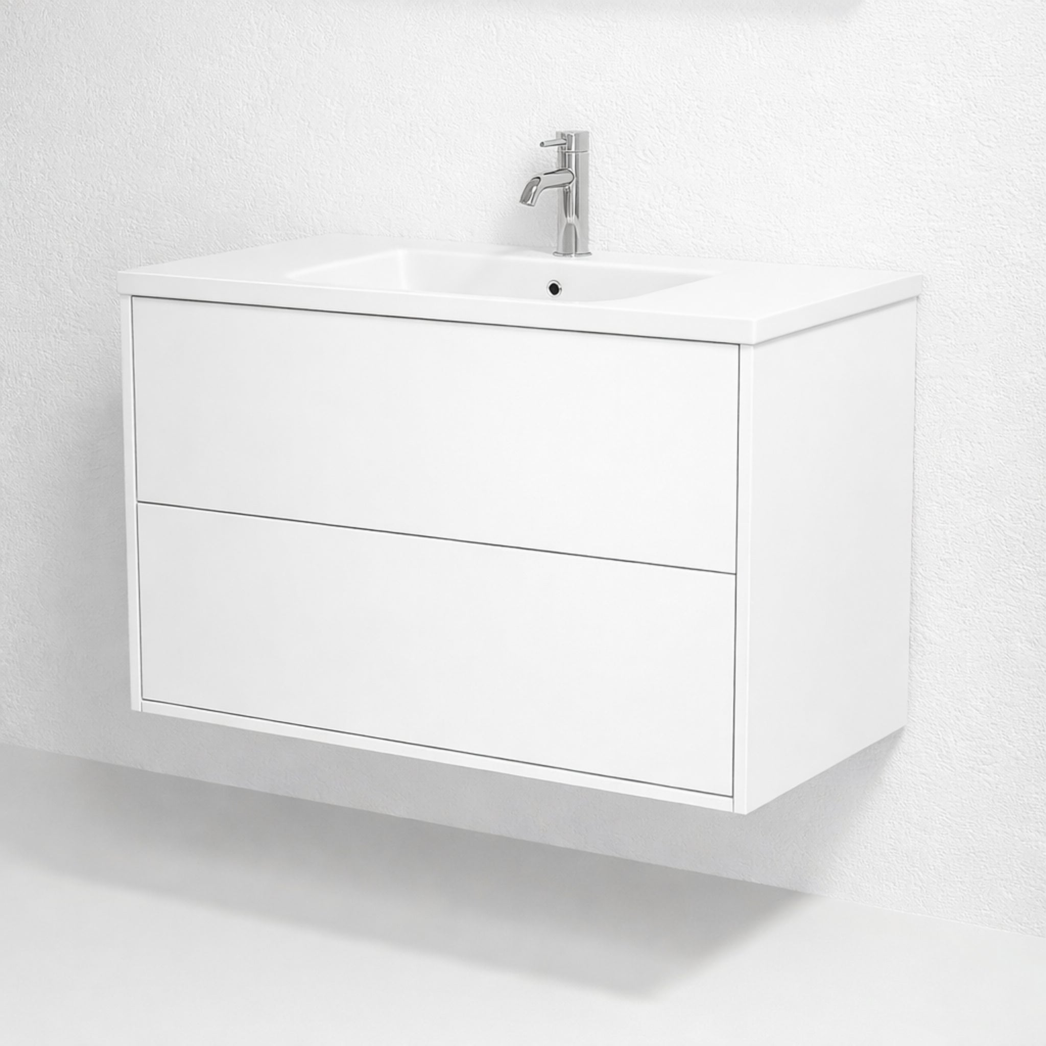 Badrumsmöbel med klassisk front - 90x46x58 cm - vitmatt - porslinstvättställ - Nolvik - Tvättställsskåp - BATH DELUXE - EXCLUSIVE - 76-090-68-01-80 - BATHDELUXE SWEDEN