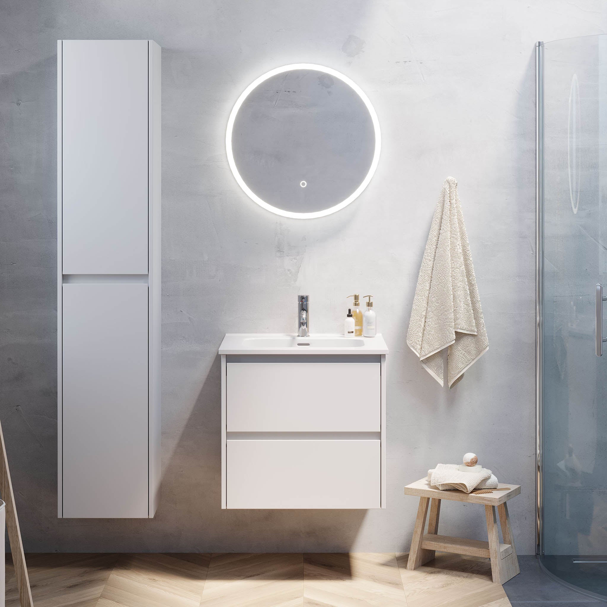 Molde, möbelset - en låda, vit matta - 59 cm - Möbelset - En låda - BATH DELUXE - EXCLUSIVE - 77-060-11-01-00 - BATHDELUXE SWEDEN