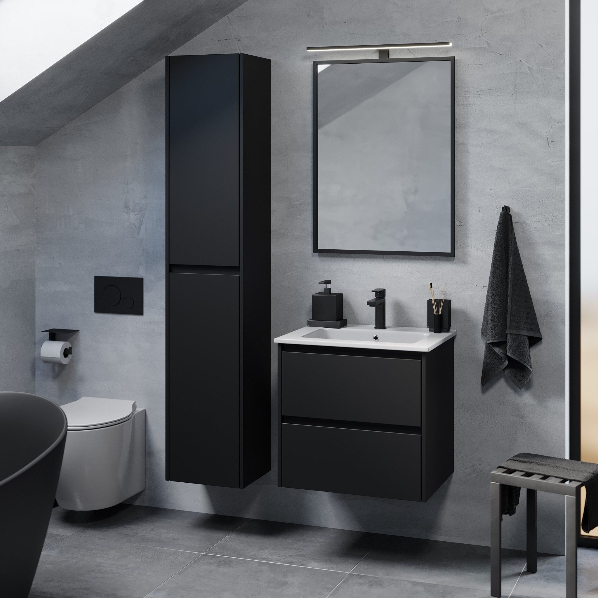 Molde Badrumsmöbel, Svart Matt - Tvättställsskåp - BATH DELUXE - EXCLUSIVE - 77 - 060 - 11 - 02 - 00 - BATHDELUXE SWEDEN