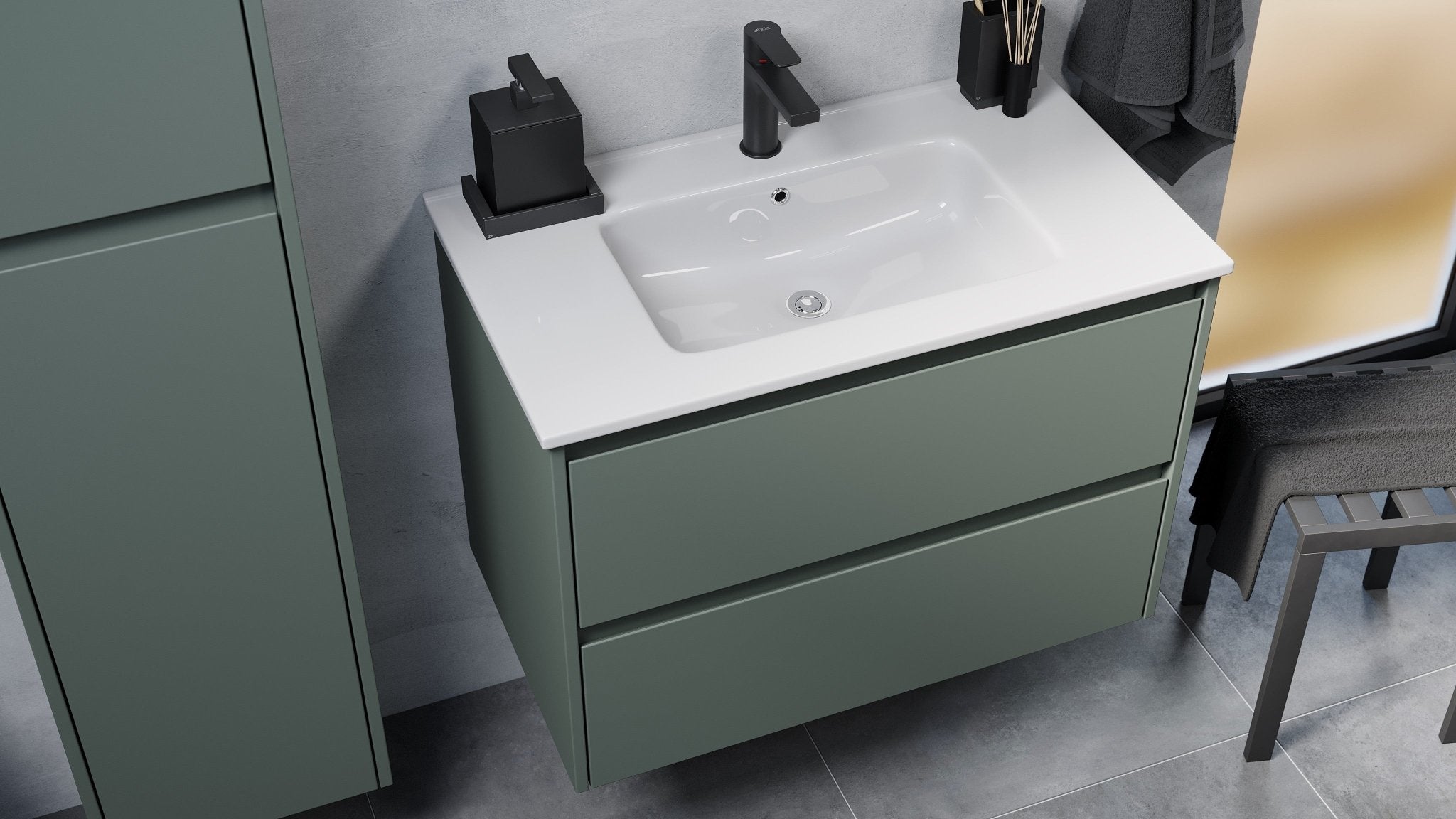 Molde Badrumsmöbel, Grön Matt - Tvättställsskåp - BATH DELUXE - EXCLUSIVE - 77 - 060 - 11 - 31 - 00 - BATHDELUXE SWEDEN