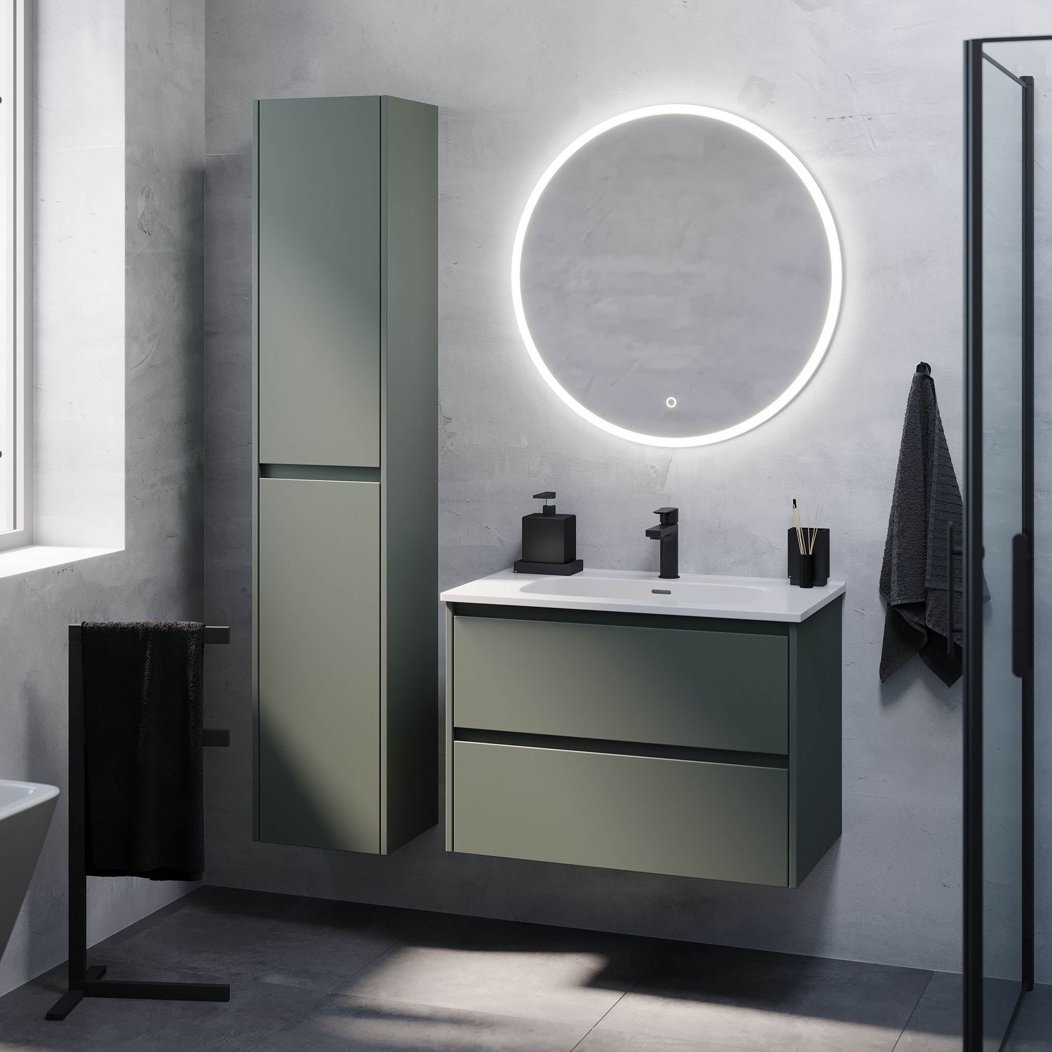 Molde, möbelset - en låda, grön matta - 79 cm - Möbelset - En låda - BATH DELUXE - EXCLUSIVE - 77-080-11-31-00 - BATHDELUXE SWEDEN