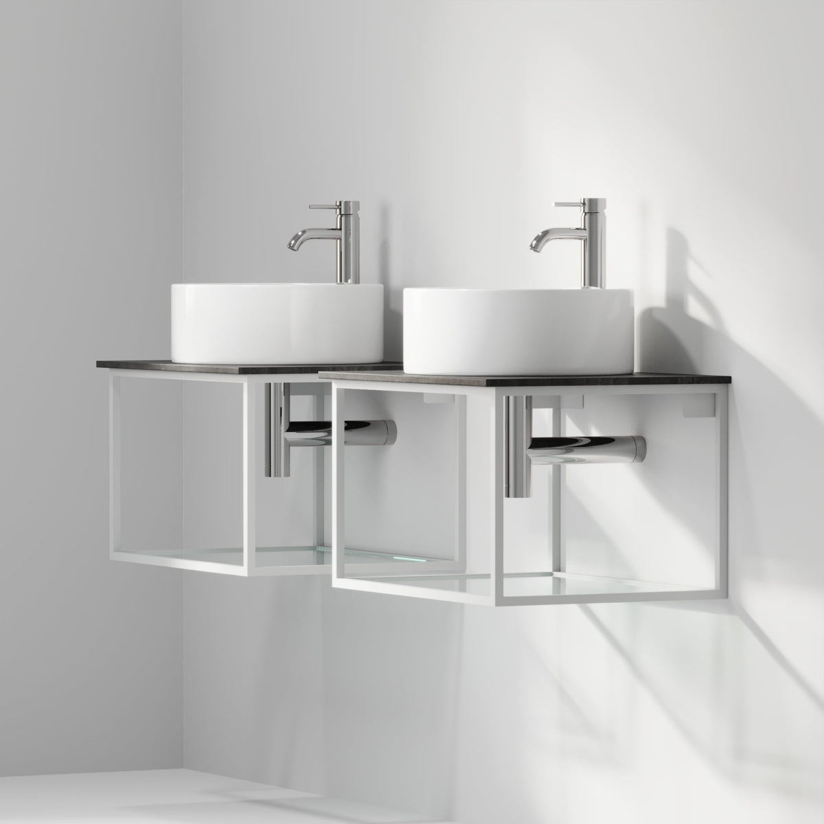 Vanity unit 60 cm in matt white with glass shelf - Stenstorp - MASTERSTORE - 8595677159950 - Vanity Units - 79-060-11-01-40 - 8595677159950