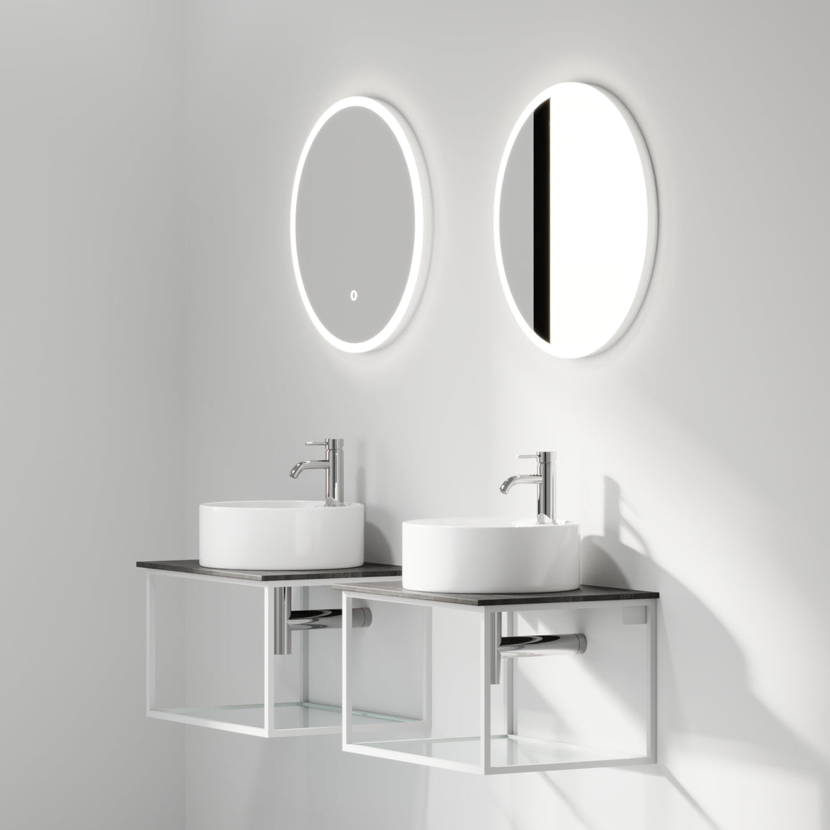 Vanity unit 60 cm in matt white with glass shelf - Stenstorp - MASTERSTORE - 8595677159950 - Vanity Units - 79-060-11-01-40 - 8595677159950
