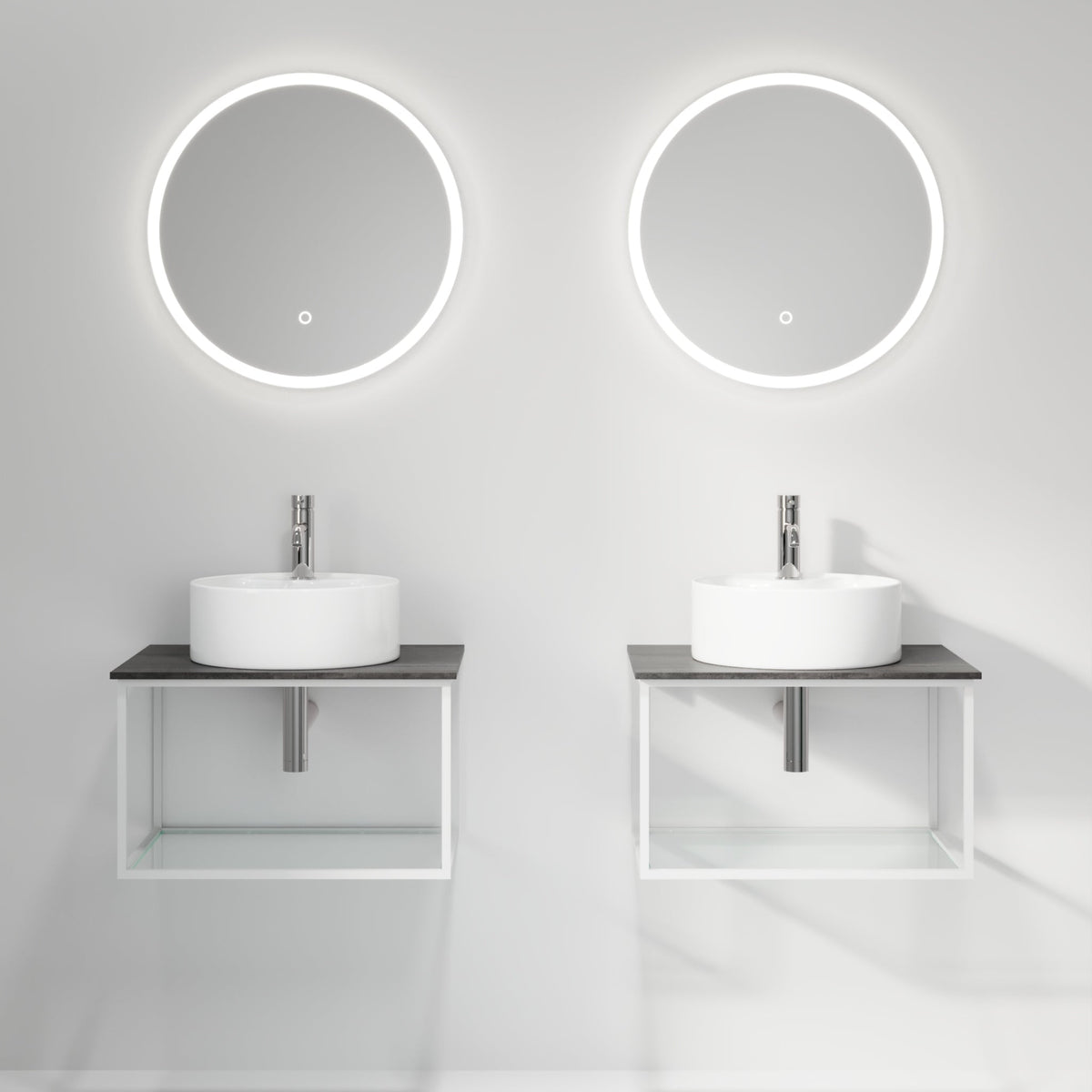 Vanity unit 60 cm in matt white with glass shelf - Stenstorp - MASTERSTORE - 8595677159950 - Vanity Units - 79-060-11-01-40 - 8595677159950