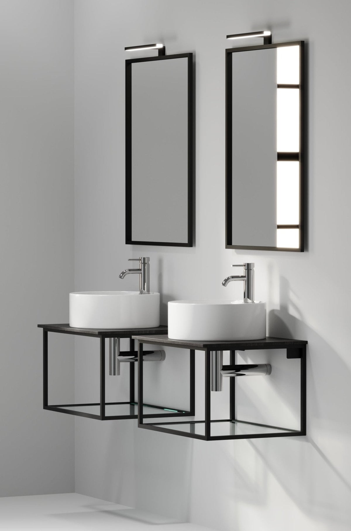 Vanity unit 60 cm in matt black with glass shelf - Stenstorp - MASTERSTORE - 8595677159967 - Vanity Units - 79-060-11-02-40 - 8595677159967
