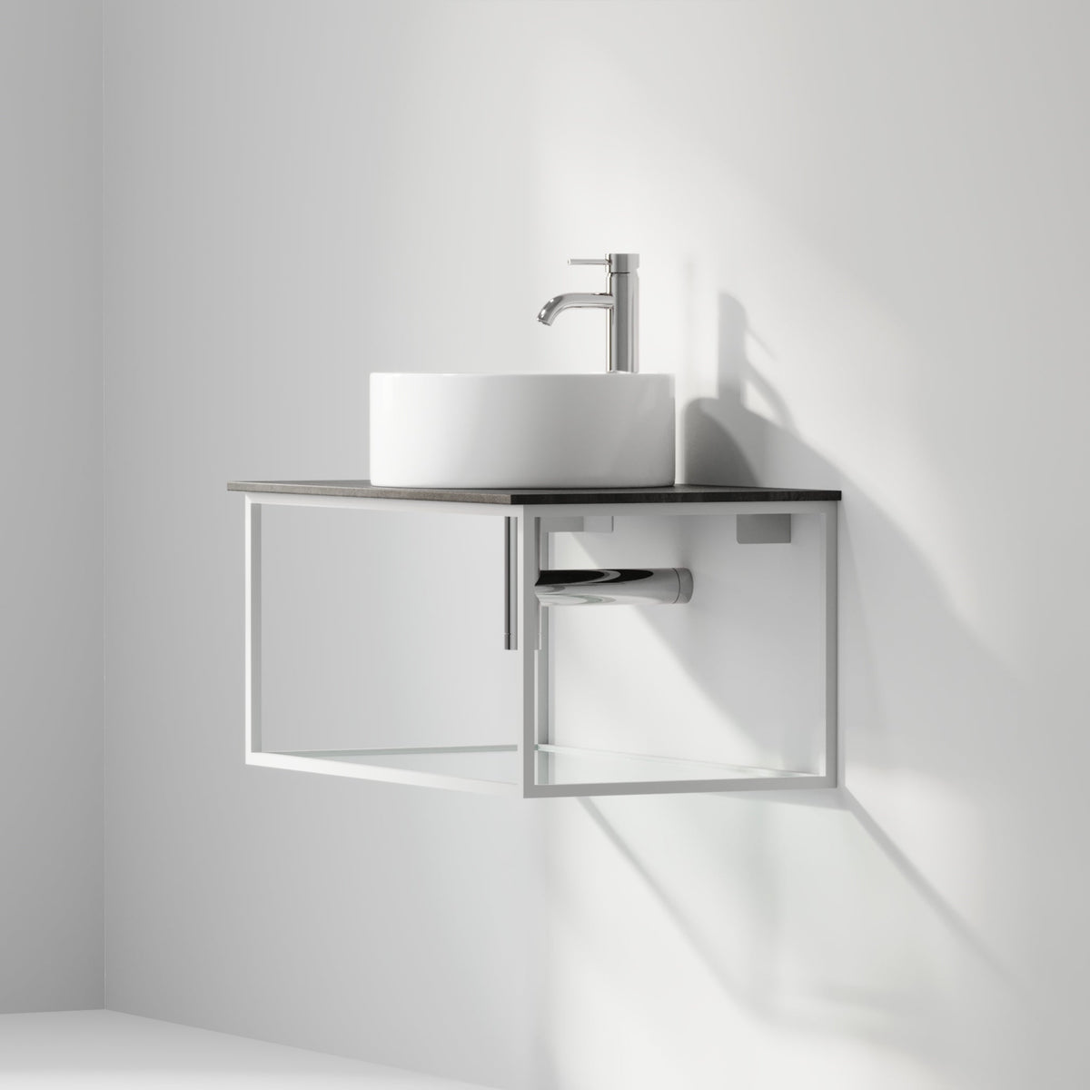 Vanity unit 80 cm in matt white with glass shelf - Stenstorp - MASTERSTORE - 8595677159974 - Vanity Units - 79-080-11-01-40 - 8595677159974